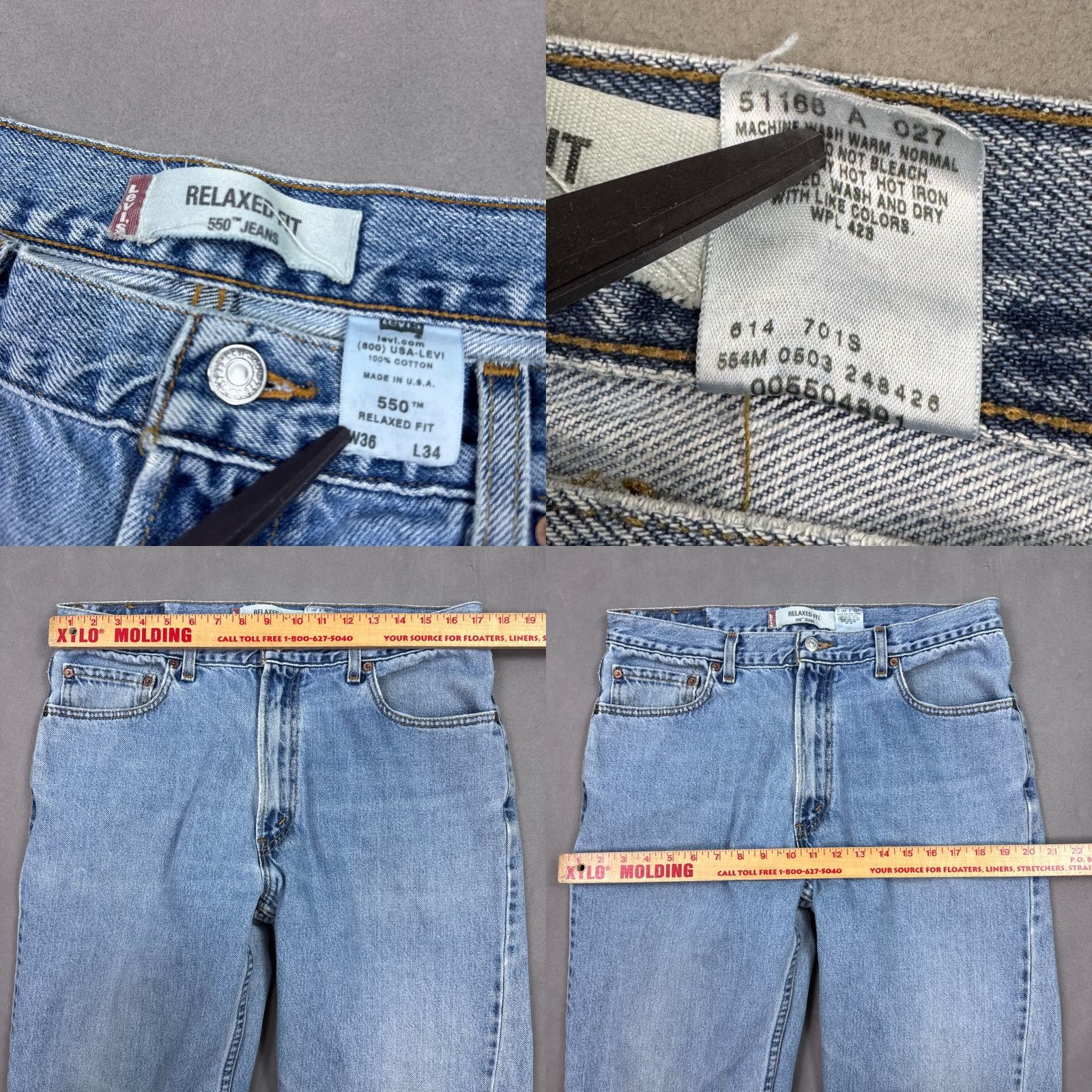 Levi's VINTAGE Levi's Jeans Mens 34x32 Blue Made USA Denim Pants Thrashed 550 (Tag36x34) Size US 36 / EU 52 - 8 Thumbnail