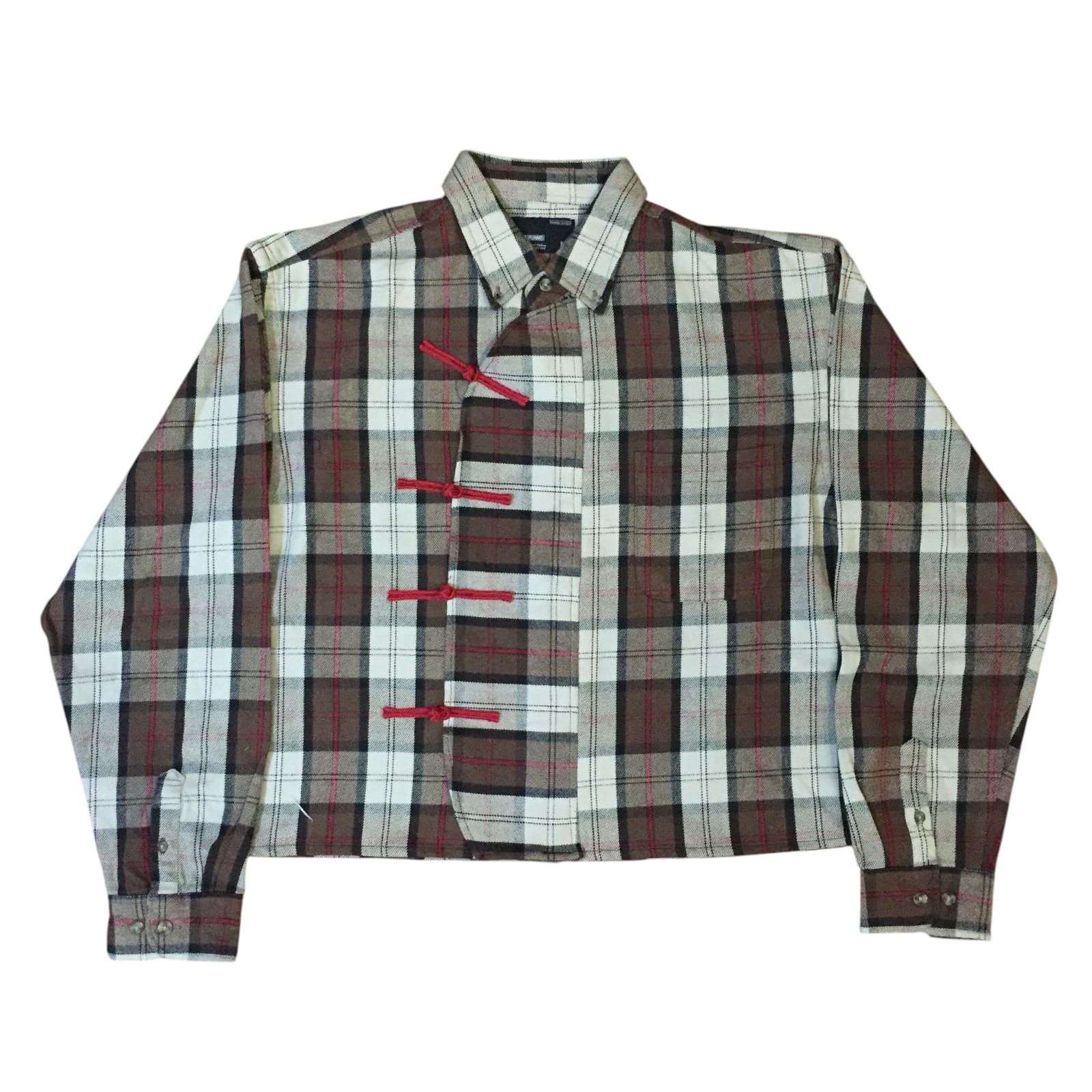 Handmade Work Plant Chinese Cheongsam Boxy Shirt Flannel Reworked Size L / US 10 / IT 46 - 1 Thumbnail