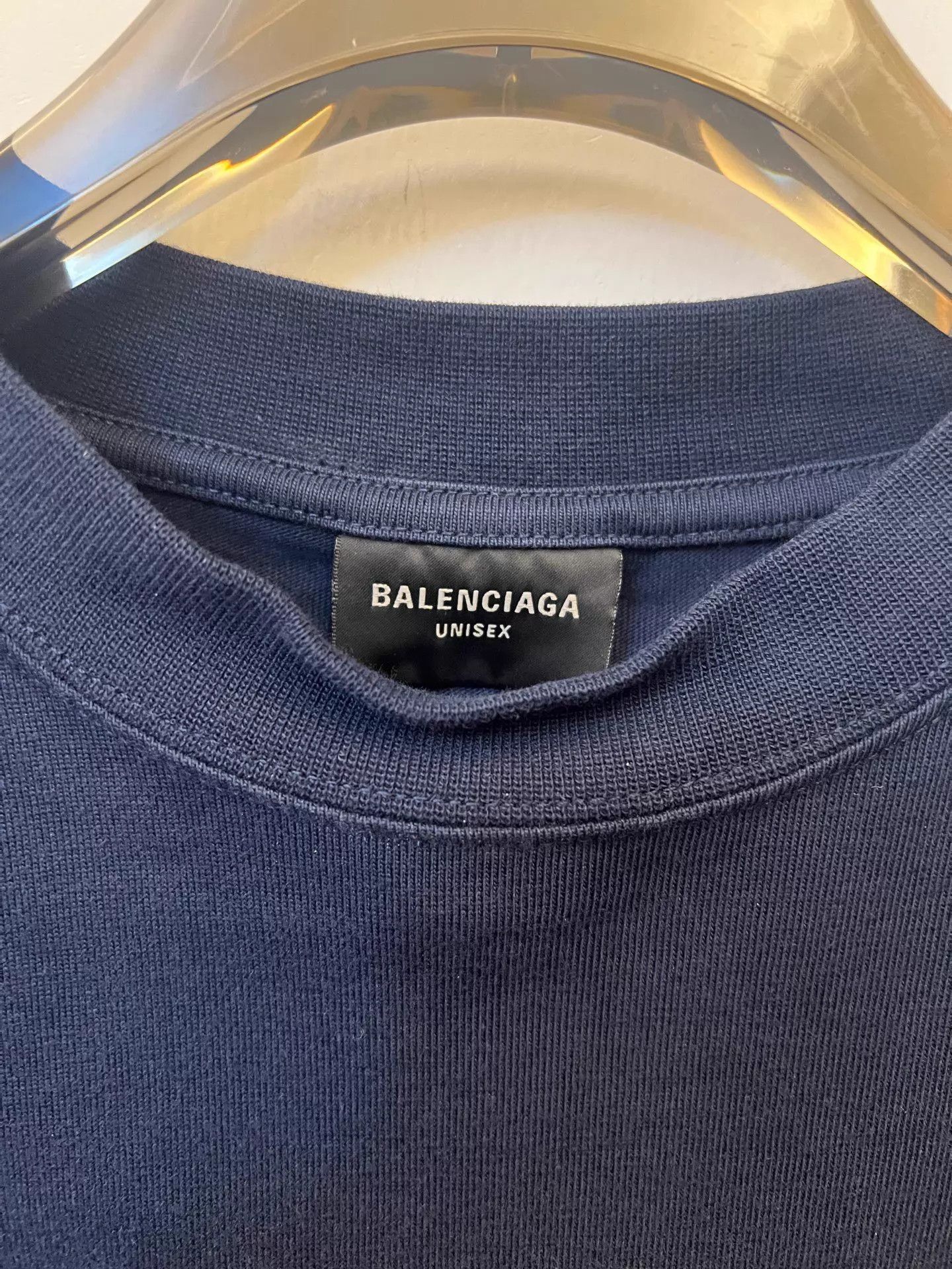 Balenciaga Balenciaga Logo Crew Neck SS Tee Navy Blue Size 2 Size US M / EU 48-50 / 2 - 2 Thumbnail
