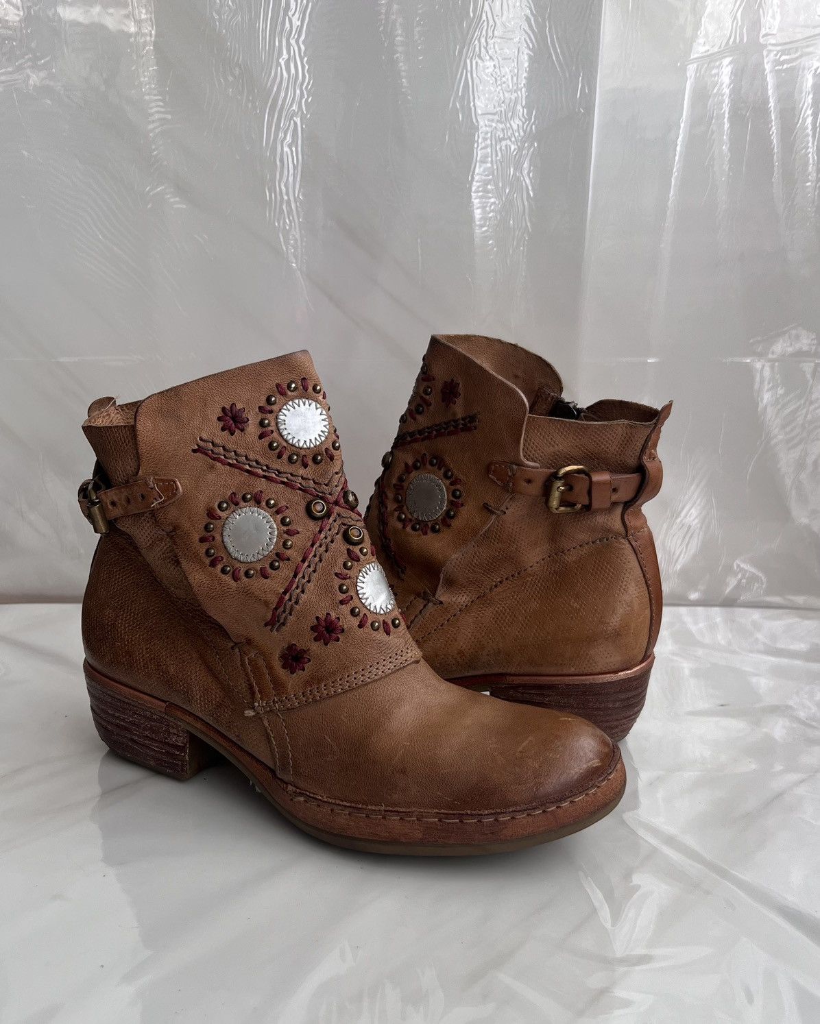 A.S.98 As 98 Airstep Zipper Boho Biker brown distressed boot Size US 8 / IT 38 - 13 Thumbnail
