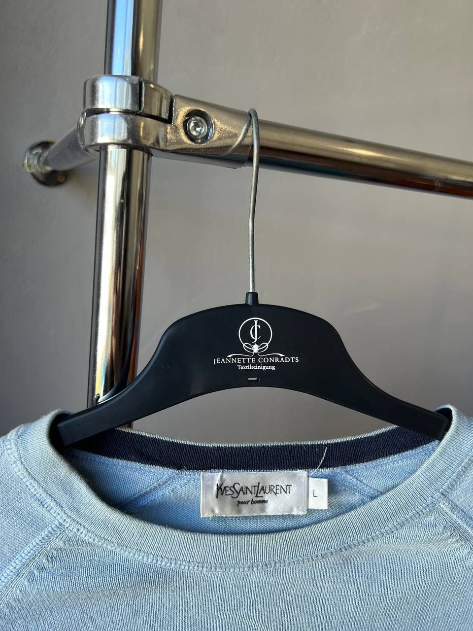 Yves Saint Laurent YVES SAINT LAURENT BLUE EMBROIDERED LOGO MENS SWEATER Size US L / EU 52-54 / 3 - 8 Thumbnail