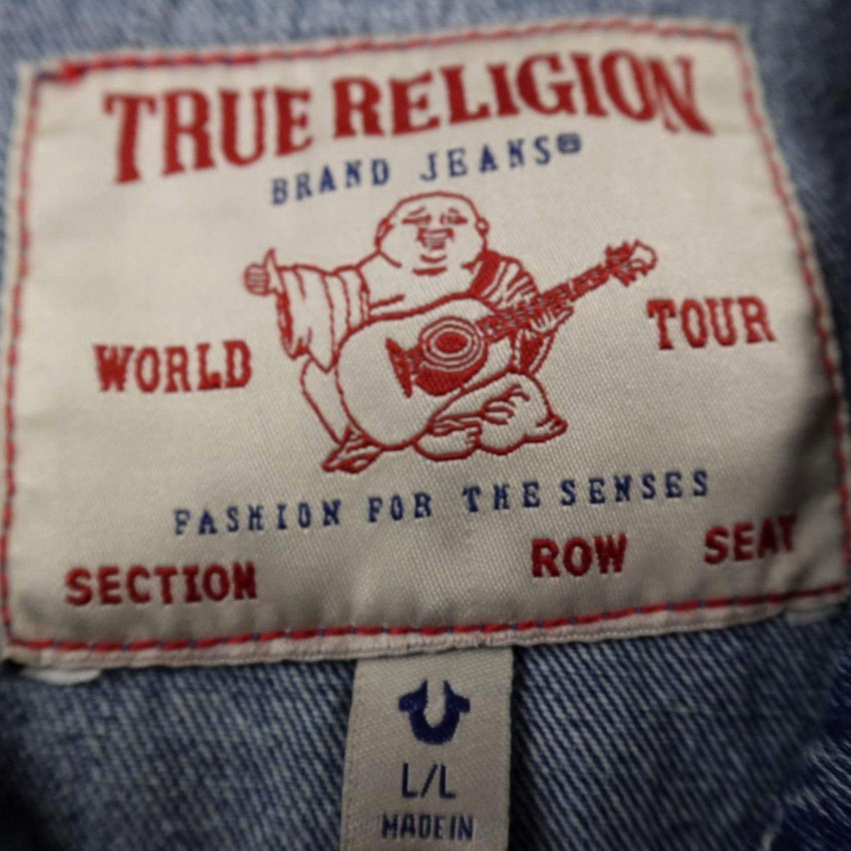 True Religion TRUE RELIGION Jacket Mens L Blue Denim Jean Trucker Coat Varsity Patch Y2K Jacket Mens L Blue Denim Trucker Coat Varsity Patch Y2K Size US 33 - 7 Thumbnail