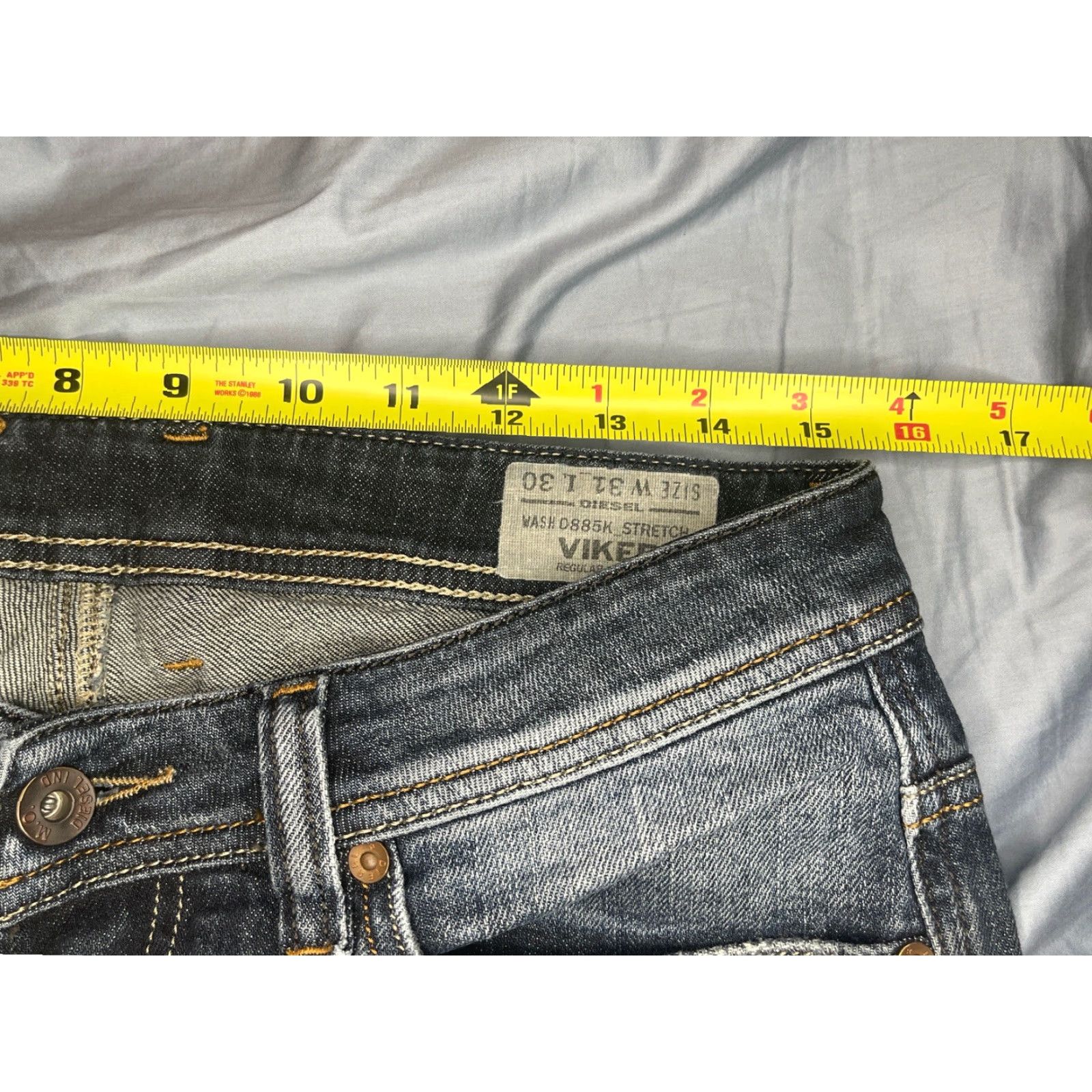 Diesel Diesel VIKER Regular Straight Jeans 31x25 Black Embroidered Denim Casual Mens Size US 31 - 7 Thumbnail