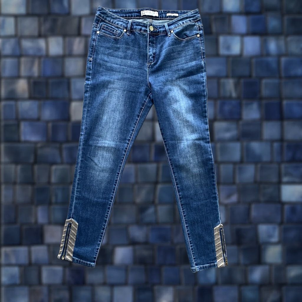 Anne Klein Anne Klein Jeans Women’s 30x27 Skinny Ankle Zip Denim Blue Medium Wash Regular Rise 27 In Inseam Size 30" / US 8 / IT 44 - 1 Thumbnail