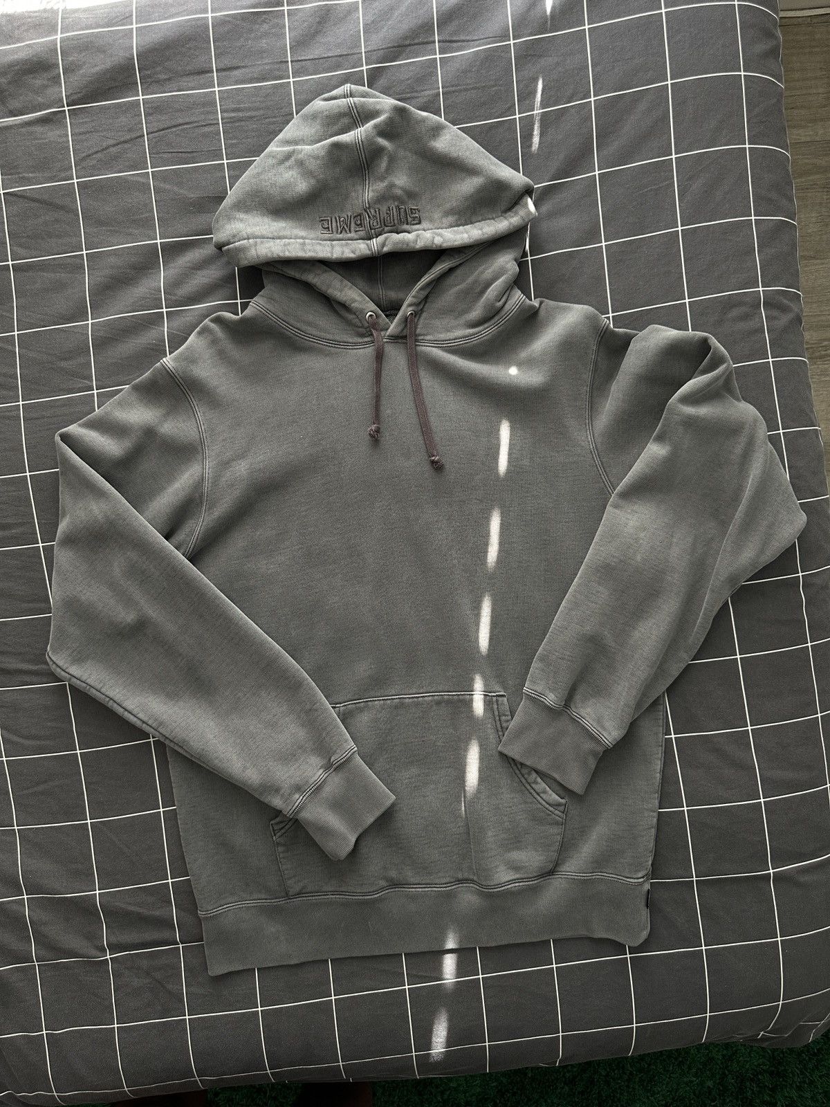 image of Supreme Washed Gray Hoodie in Grey, Men's (Size Small)