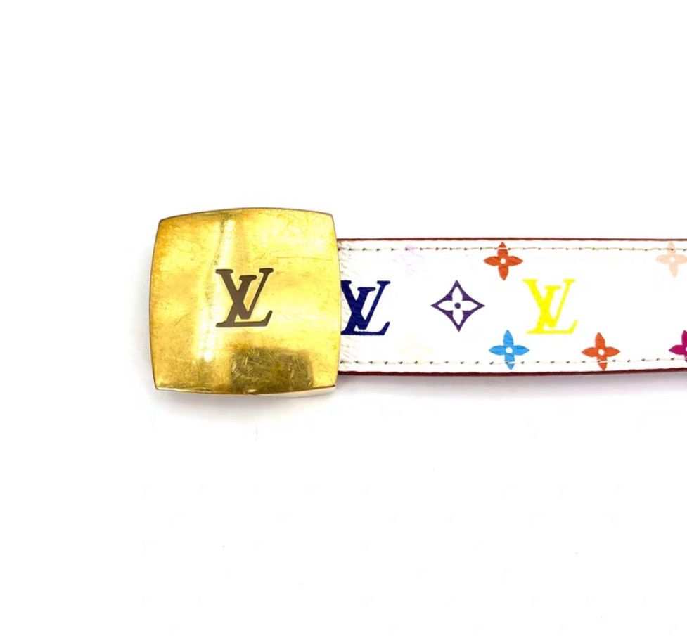 Louis Vuitton Louis Vuitton Multicolor Leather Belt with Gold Buckle Size ONE SIZE - 6 Thumbnail