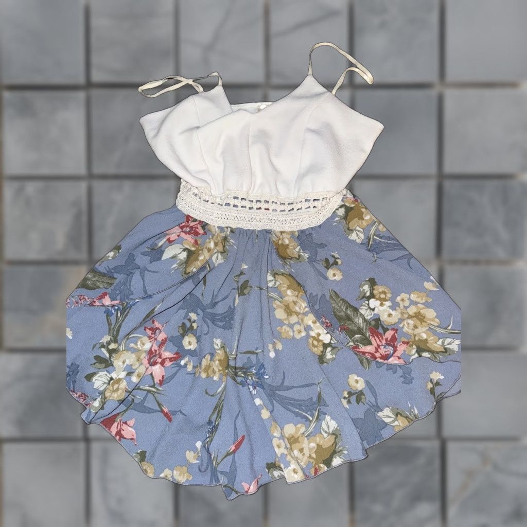 Vintage I Heart Joah Women’s Dress Medium White Blue Floral Print Dress Size M / US 6-8 / IT 42-44 - 1 Thumbnail