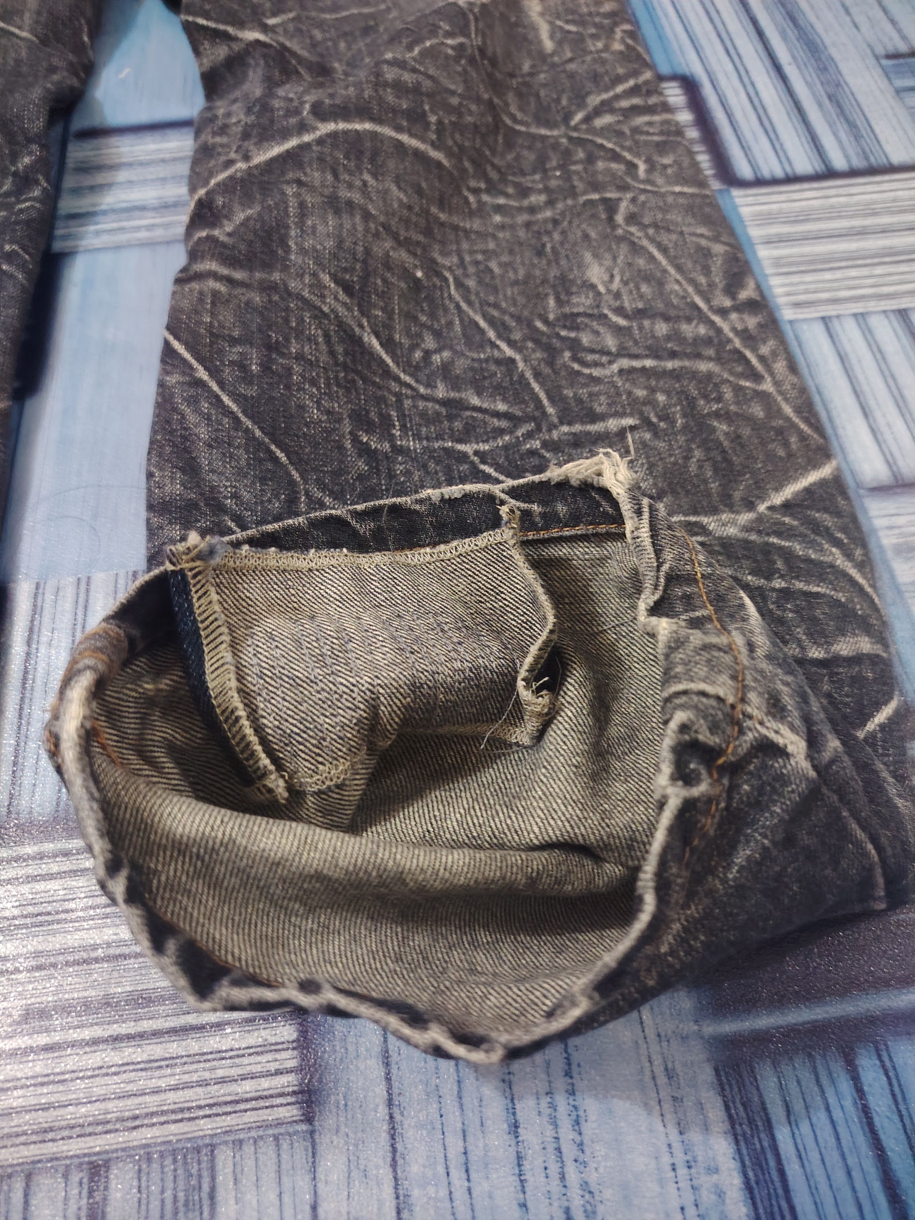 Who Decides War Japanese Nylaus Double Waist Distressed Jeans Size US 29 - 22 Thumbnail