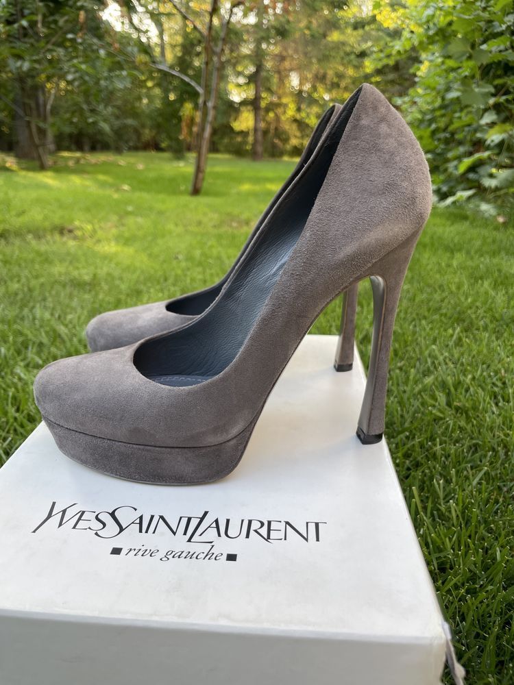 Yves Saint Laurent Ysl High Heels Suede Shoes Size US 7.5 / IT 37.5 - 2 Thumbnail