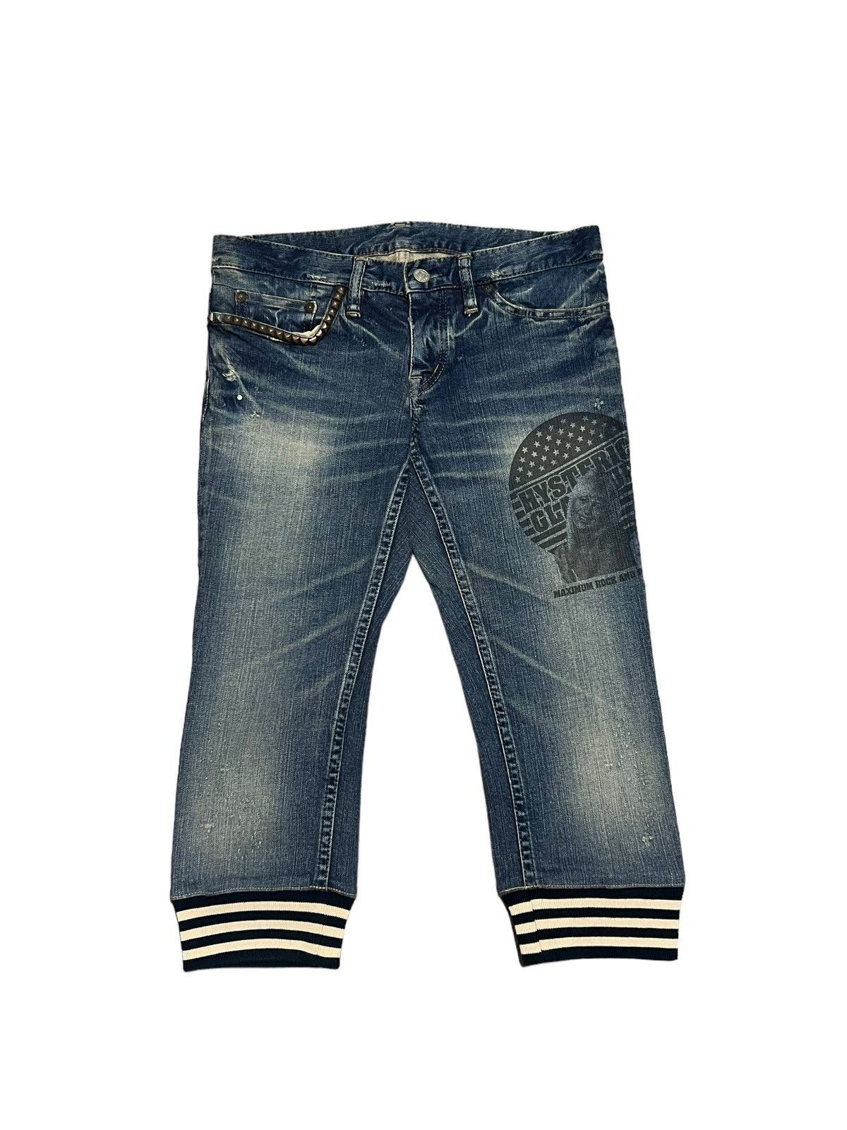 image of Hysteric Glamour Studded Denim Porn Star Lady Print in Indigo, Men's (Size 29)