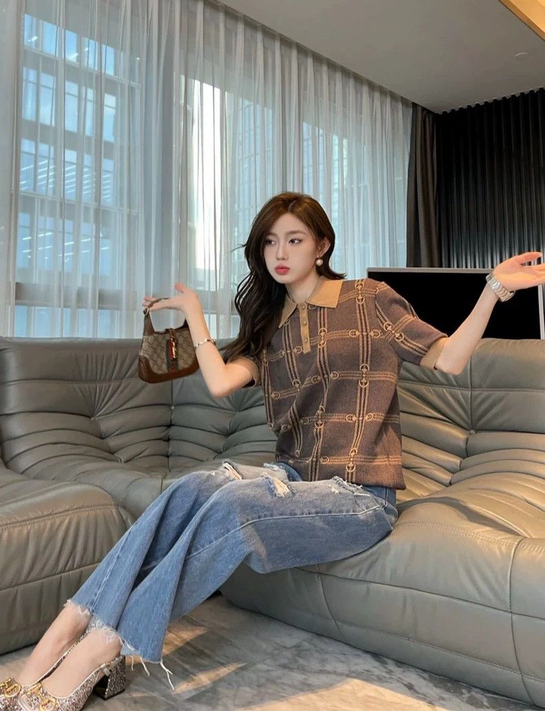 Gucci GucciGeometric pattern printed wool short-sleeved Polo shir Size US M / EU 48-50 / 2 - 3 Thumbnail