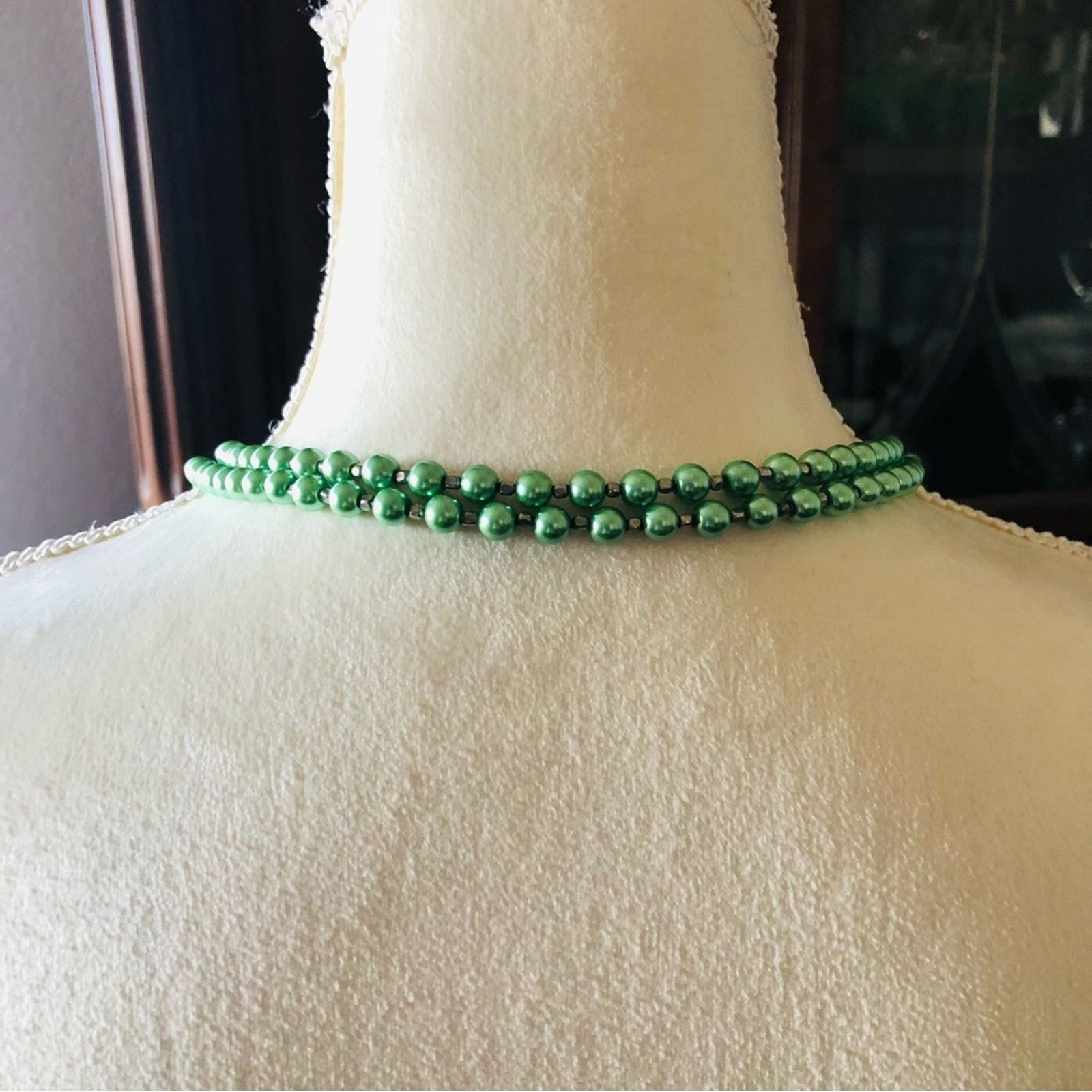Handmade Handcrafted green Czech Pearl forsterite peridot necklace Size ONE SIZE - 6 Thumbnail