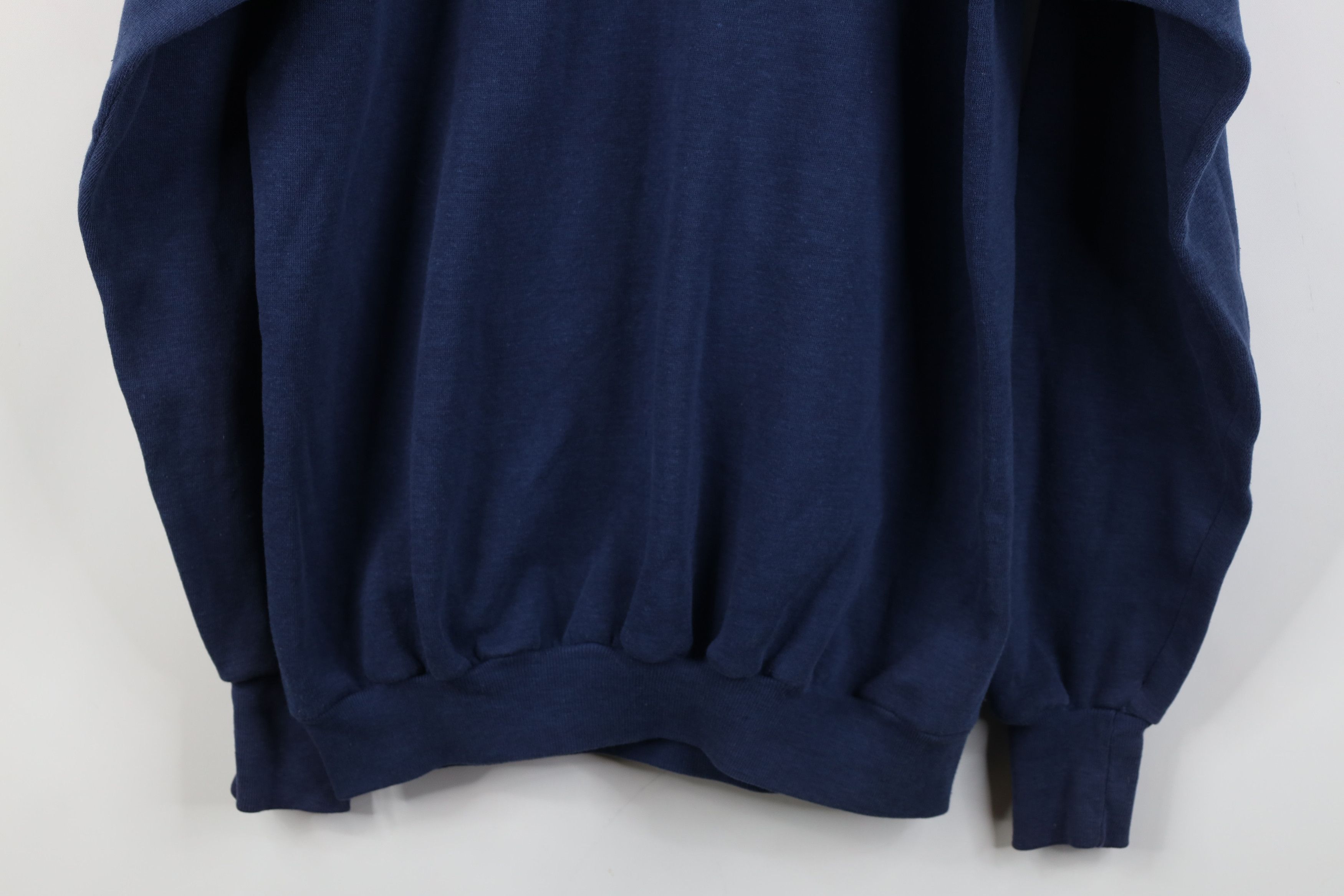 Vintage Vintage 70s Streetwear Blank Hoodie Sweatshirt Blue USA Size US XL / EU 56 / 4 - 15 Thumbnail