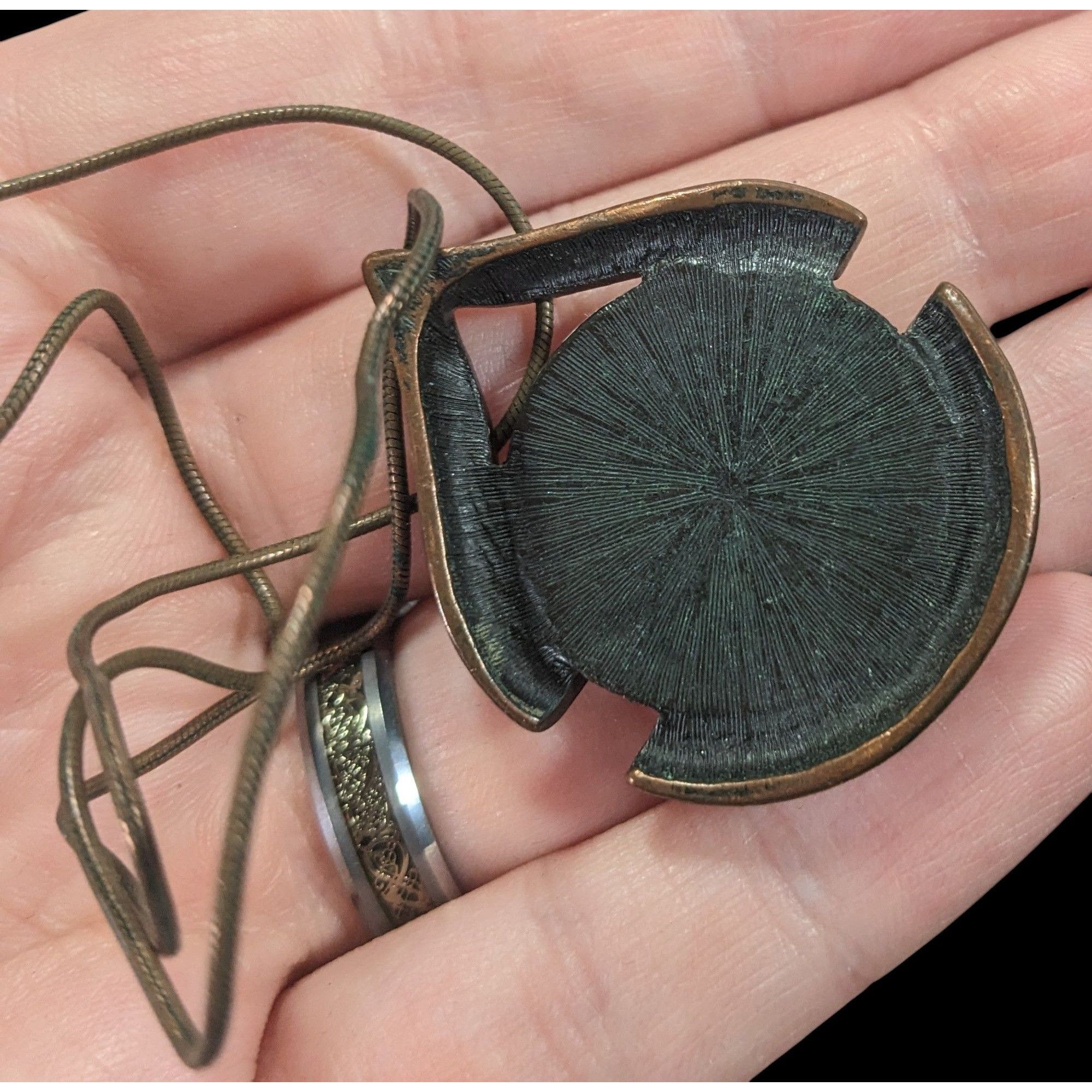 Express Express Art Deco Glass Cabochon Antiqued Gold Tone Pendant N Size ONE SIZE - 4 Thumbnail