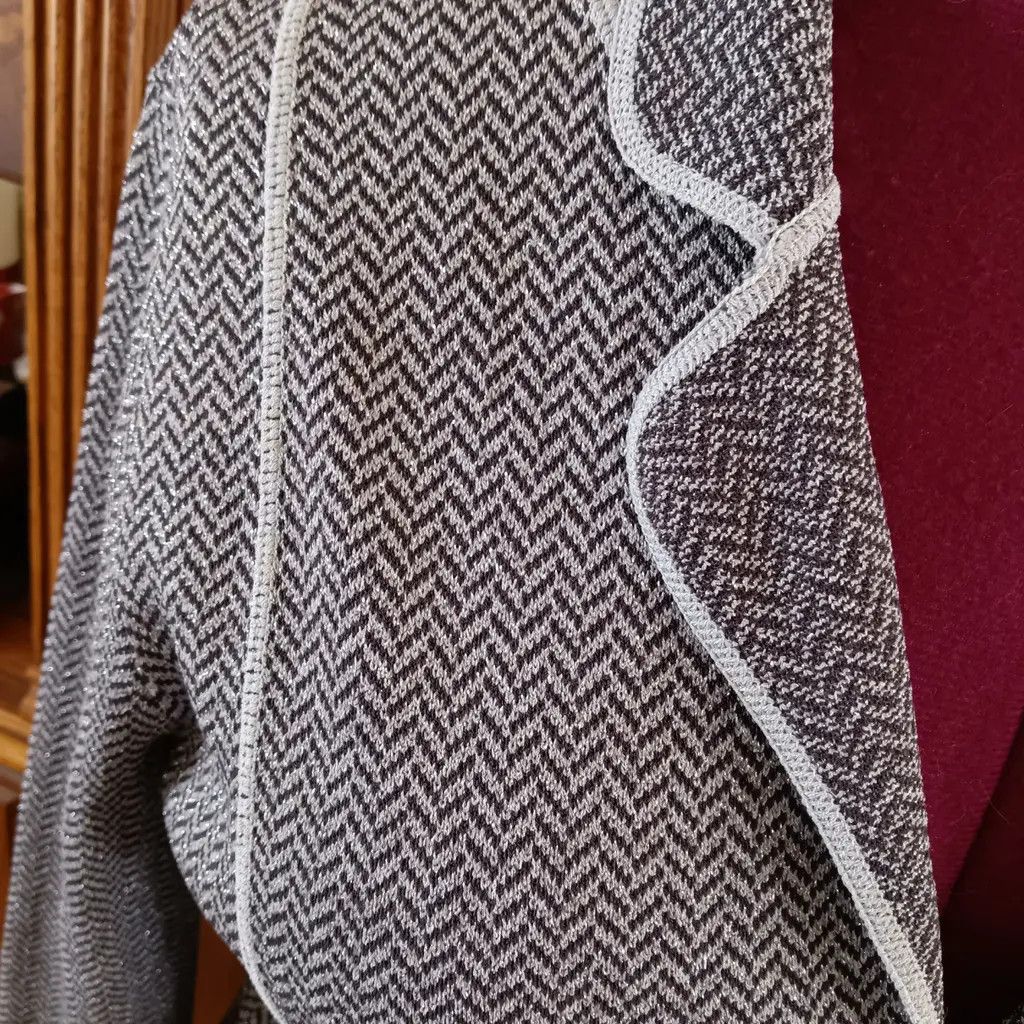Other Jones New York Herringbone Sculpted Knit Blazer Size M / US 6-8 / IT 42-44 - 5 Thumbnail