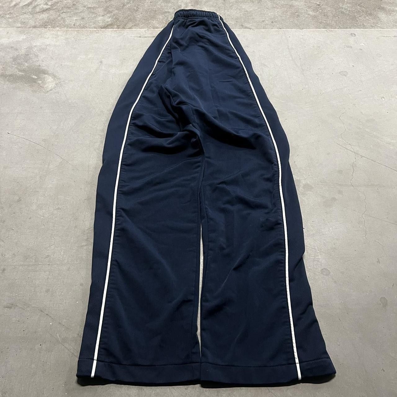 Vintage Crazy Vintage Y2K/2000s Navy Blue Striped Trackpants with pockets and leg zippers! Size US 30 / EU 46 - 2 Thumbnail
