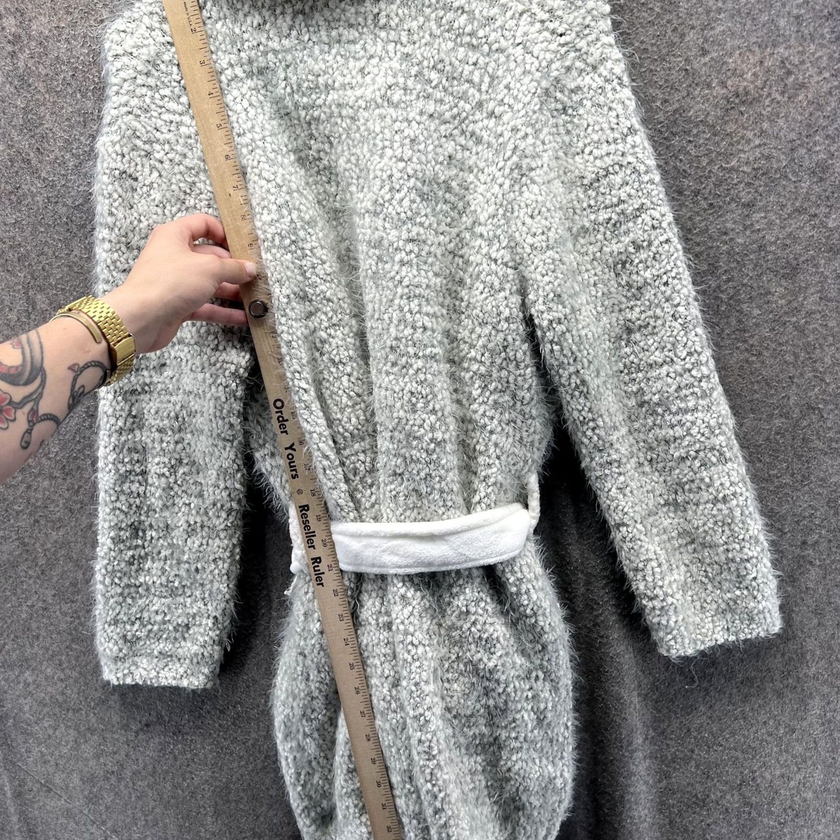 Abercrombie & Fitch VINTAGE Abercrombie Sleepwear Sweater Womens XS/S Gray Sherpa Belted Cardigan Robe Size XS / US 0-2 / IT 36-38 - 7 Thumbnail