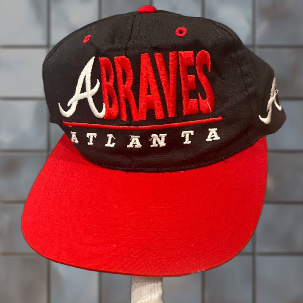 Starter VINTAGE Atlanta Braves Snapback Hat Men One Size Black 90s Clutch Starter Boys Mens Size ONE SIZE - 1 Thumbnail