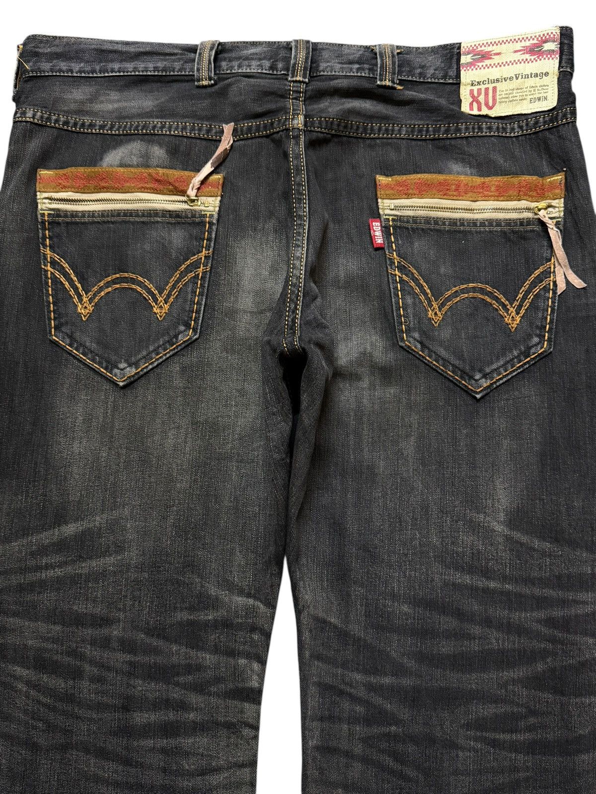 Edwin Vintage 90s Edwin Faded Wash Whiskers Wide Leg Baggy Jeans Size US 42 / EU 58 - 4 Thumbnail