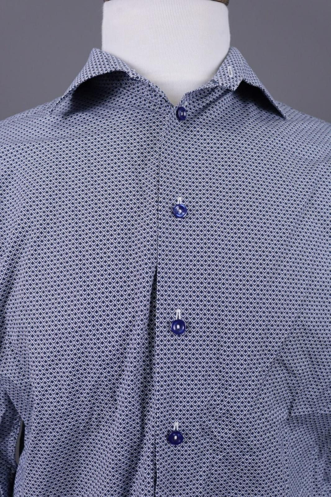 Eton Eton Blue Luxury Printed Button Down Shirt Made to Measure Size US M / EU 48-50 / 2 - 5 Thumbnail