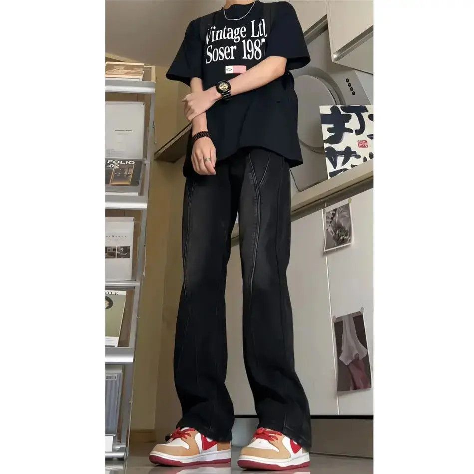 Japanese Brand Retro loose fitting patchwork micro flared jeans Size US 30 / EU 46 - 3 Thumbnail