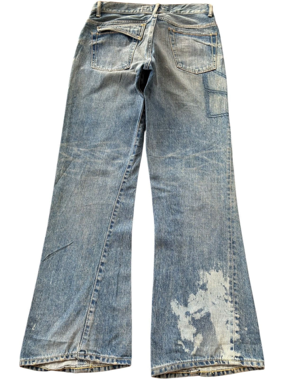 Japanese Brand Vintage Japanese Brand Bleach Sashiko Distressed Flare Jeans Size US 32 / EU 48 - 2 Thumbnail
