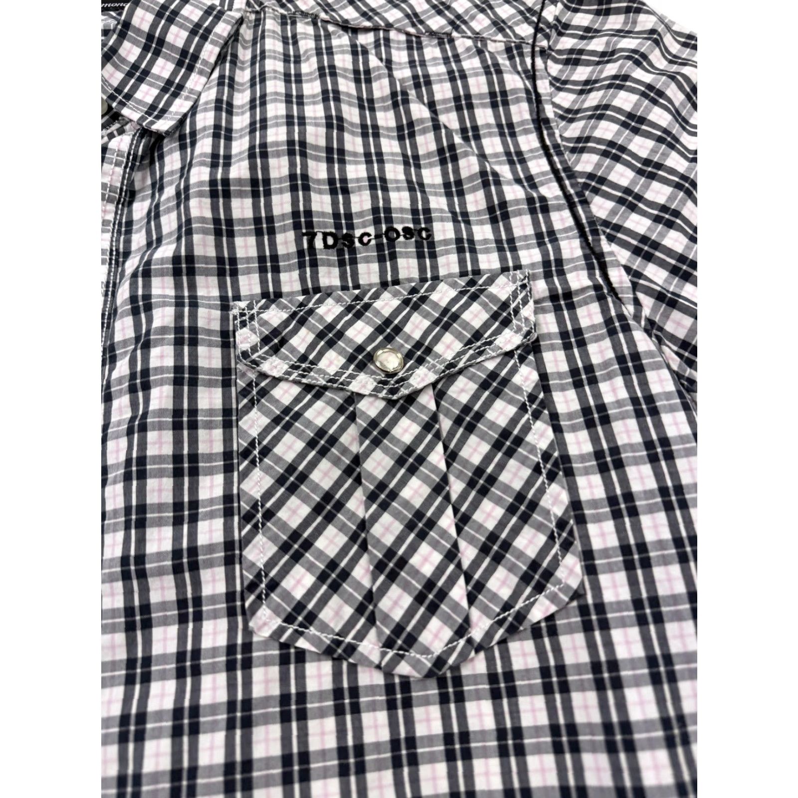Vintage 7 Diamonds Shirt Mens 2XL Black Plaid Short Sleeve Button-Up Snap Pockets Size US XXL / EU 58 / 5 - 3 Thumbnail