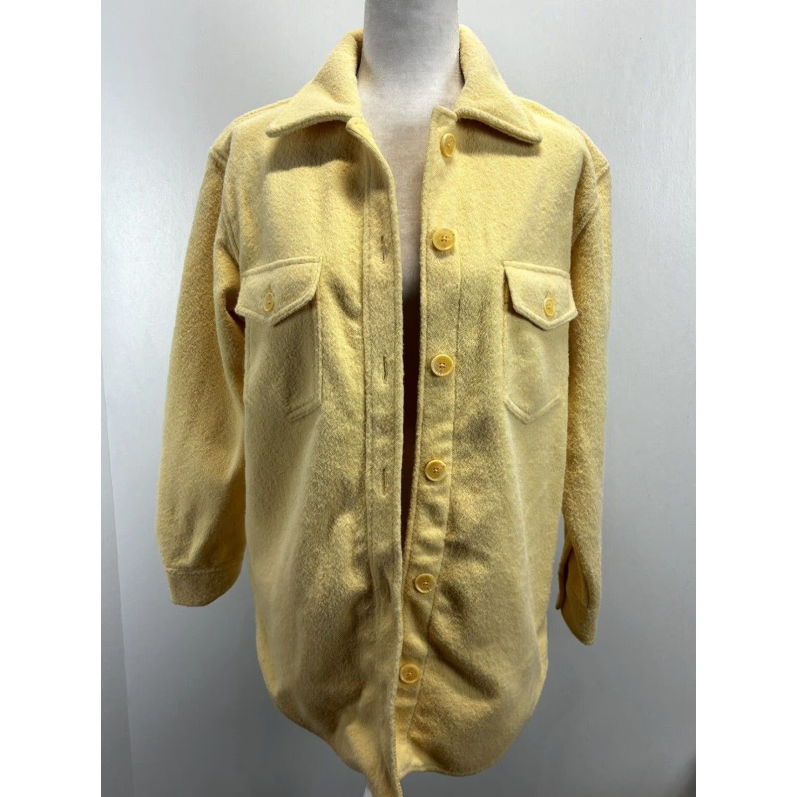 Joie VINTAGE Joie Button-Up Shirt Jacket Shacket Yellow Small Womens Fuzzy Size S / US 4 / IT 40 - 5 Thumbnail