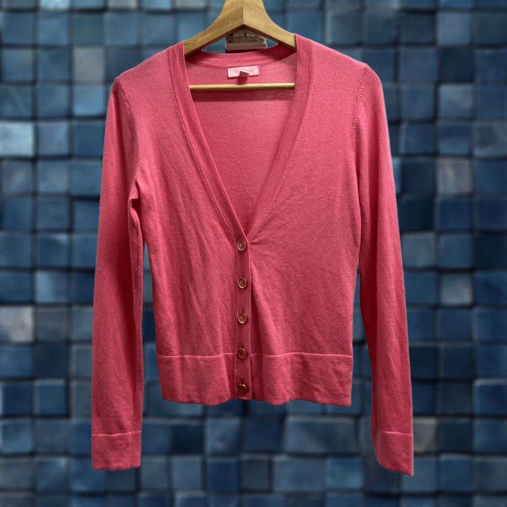 Lilly Pulitzer Womens Lilly Pulitzer Pink ButtonUp LongSleeve Knit Cardigan Sweater XS Ladies Pink Cotton, Modal Solid Button Accents 3/4 Sleeve Womens Cardigan Size XS / US 0-2 / IT 36-38 - 1 Thumbnail