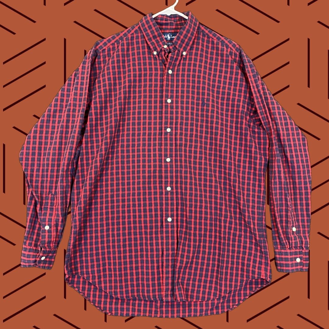 Ralph Lauren Ralph Lauren Blake Shirt Mens Medium Red Blue Plaid Button-Down L/S Shirt Dress Top Multicolor Cotton Size US M / EU 48-50 / 2 - 1 Thumbnail