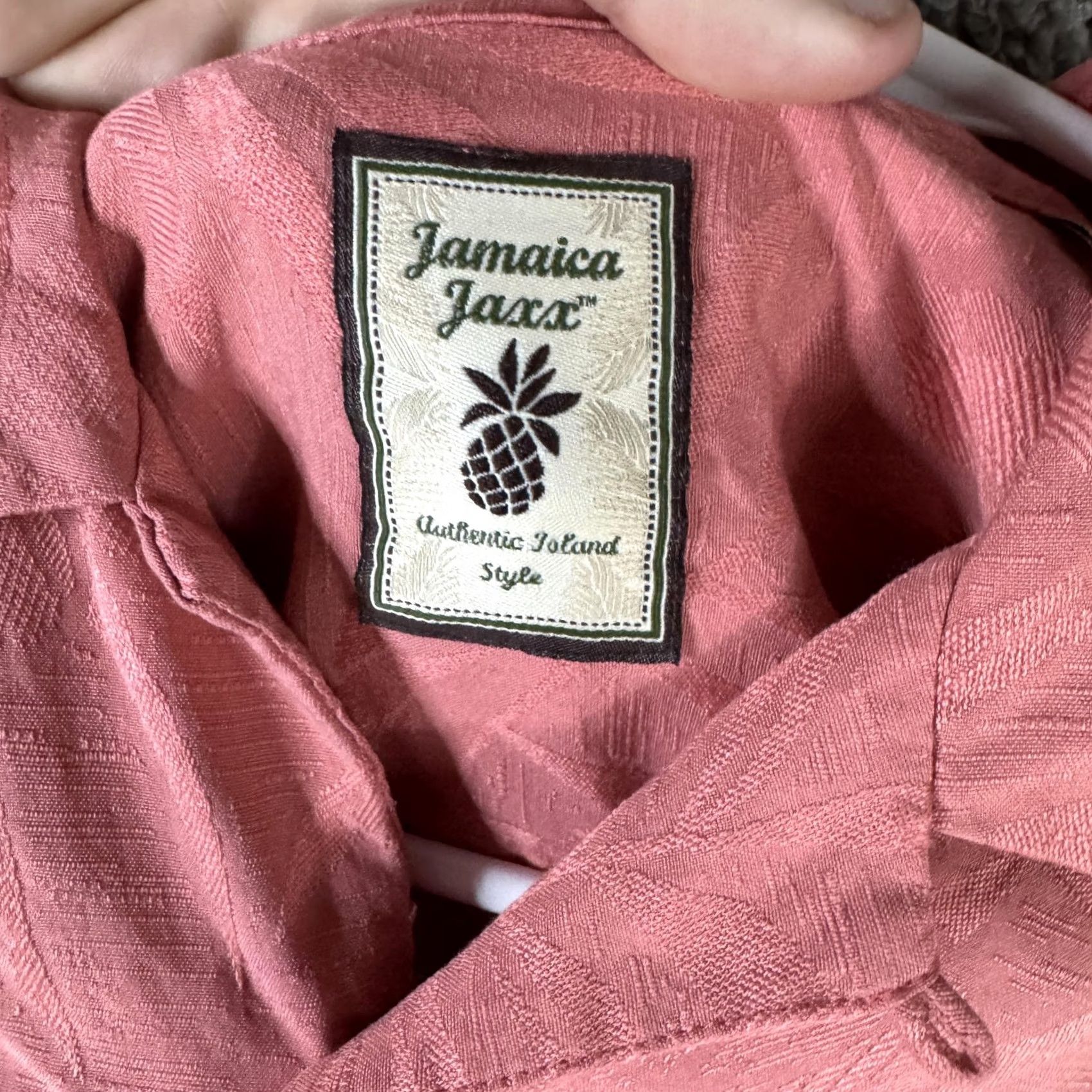 Vintage Jamaica Jaxx Shirt Mens Large Pink Silk Jacquard Hawaiian Button Front Size US L / EU 52-54 / 3 - 6 Thumbnail