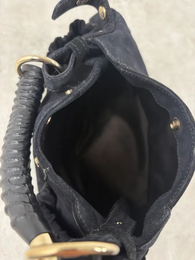 Yves Saint Laurent AW2003 Yves Saint Laurent Black Suede Leather Mala Horn Bag Size ONE SIZE - 9 Thumbnail