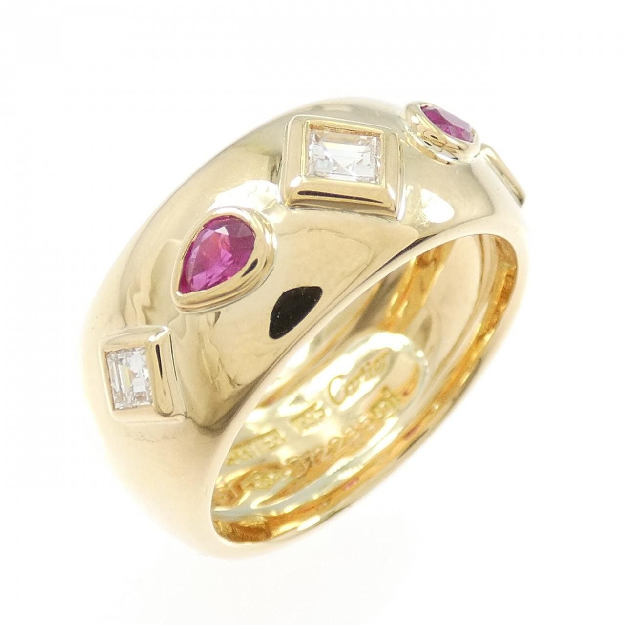 Cartier Cartier Byzantine Au750 Ruby Diamond Ring Size 11.5 Metal Ring DUTY FREE for USA