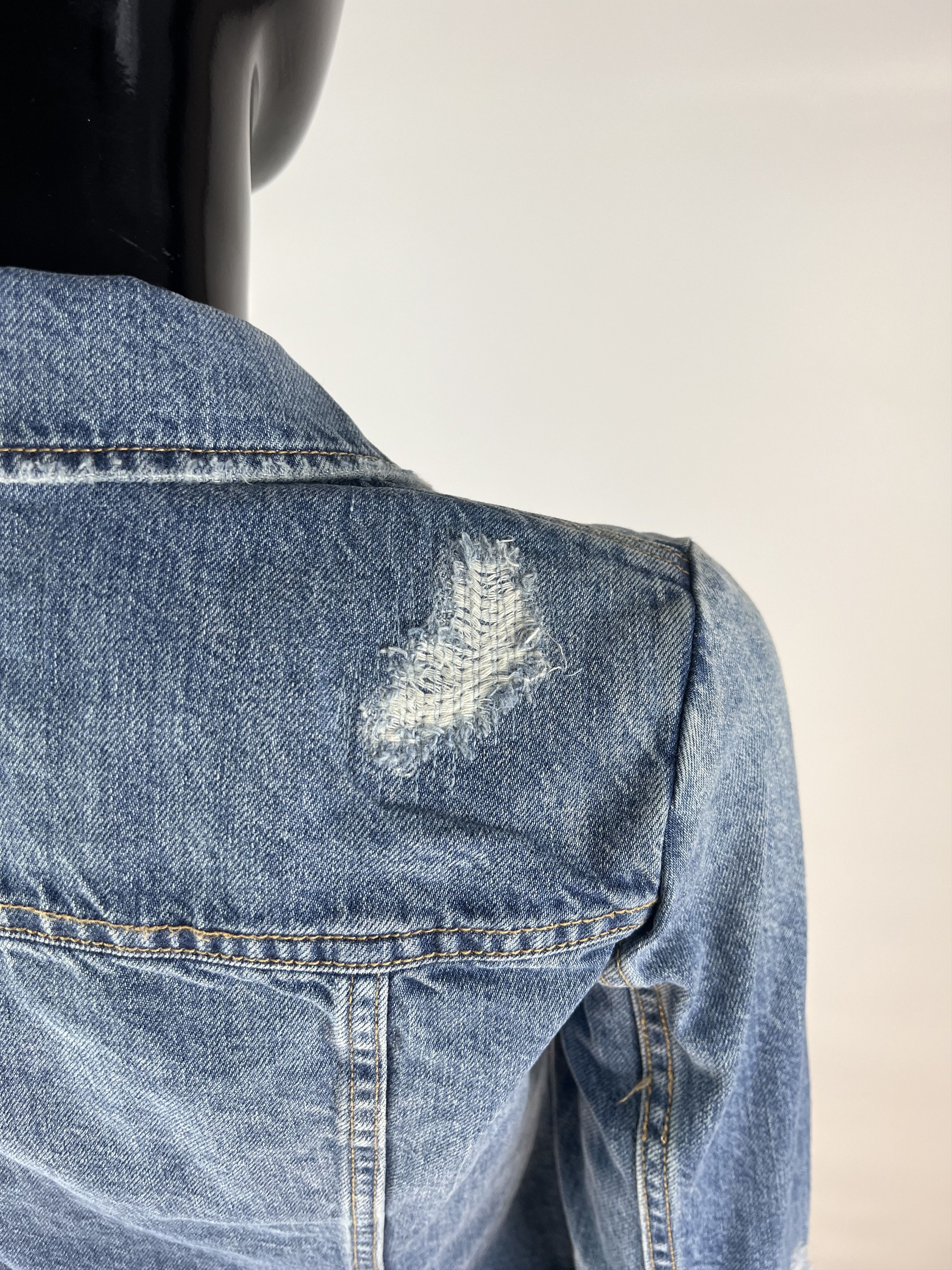 Allsaints AllSaints Women's Cropped Distressed Denim Jacket Size XS Size XS / US 0-2 / IT 36-38 - 5 Thumbnail