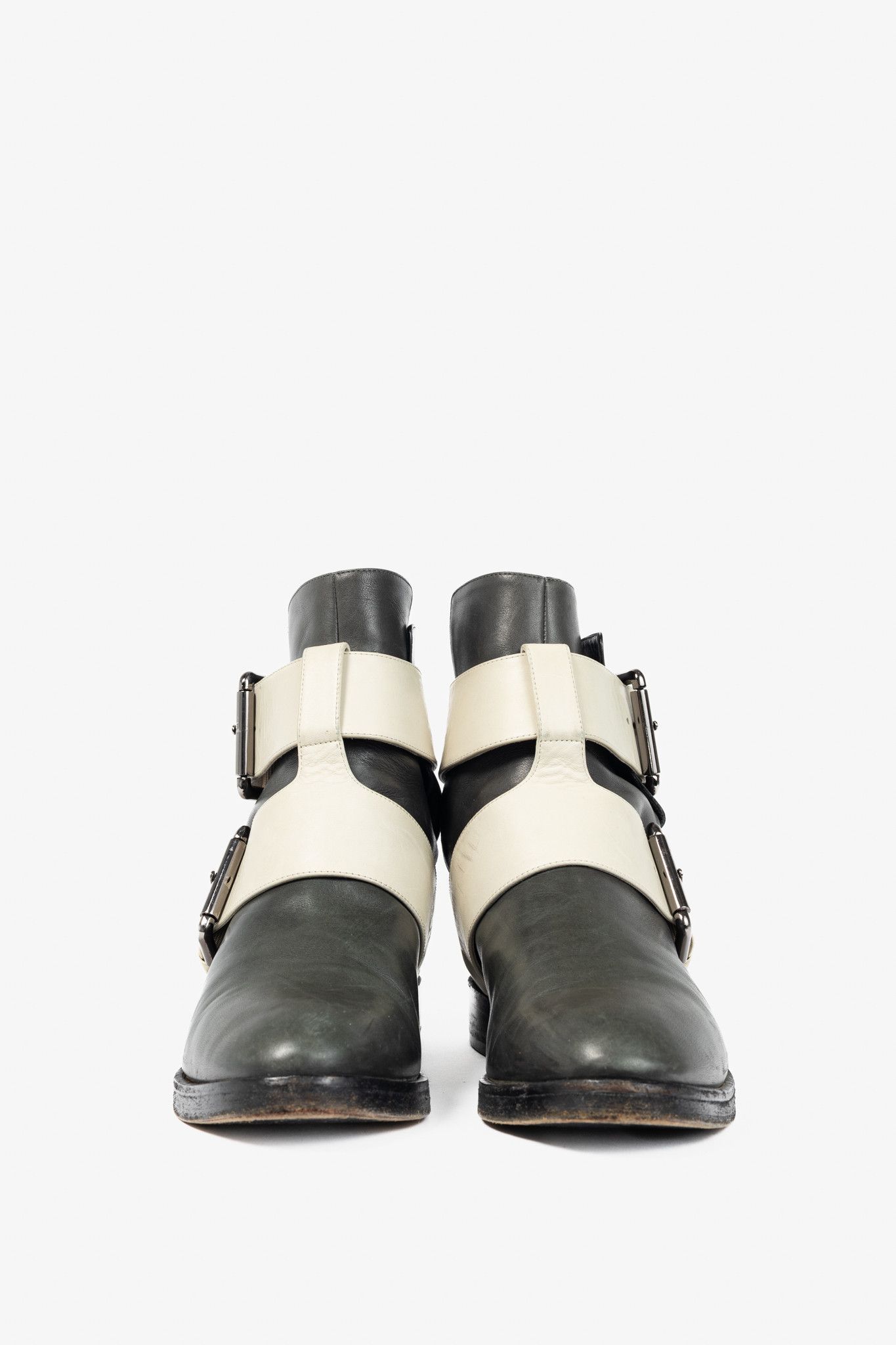 Pierre Hardy Pierre Hardy PF/14 Colourblock Leather Buckled-Strap Booties Size US 7 / IT 37 - 2 Thumbnail