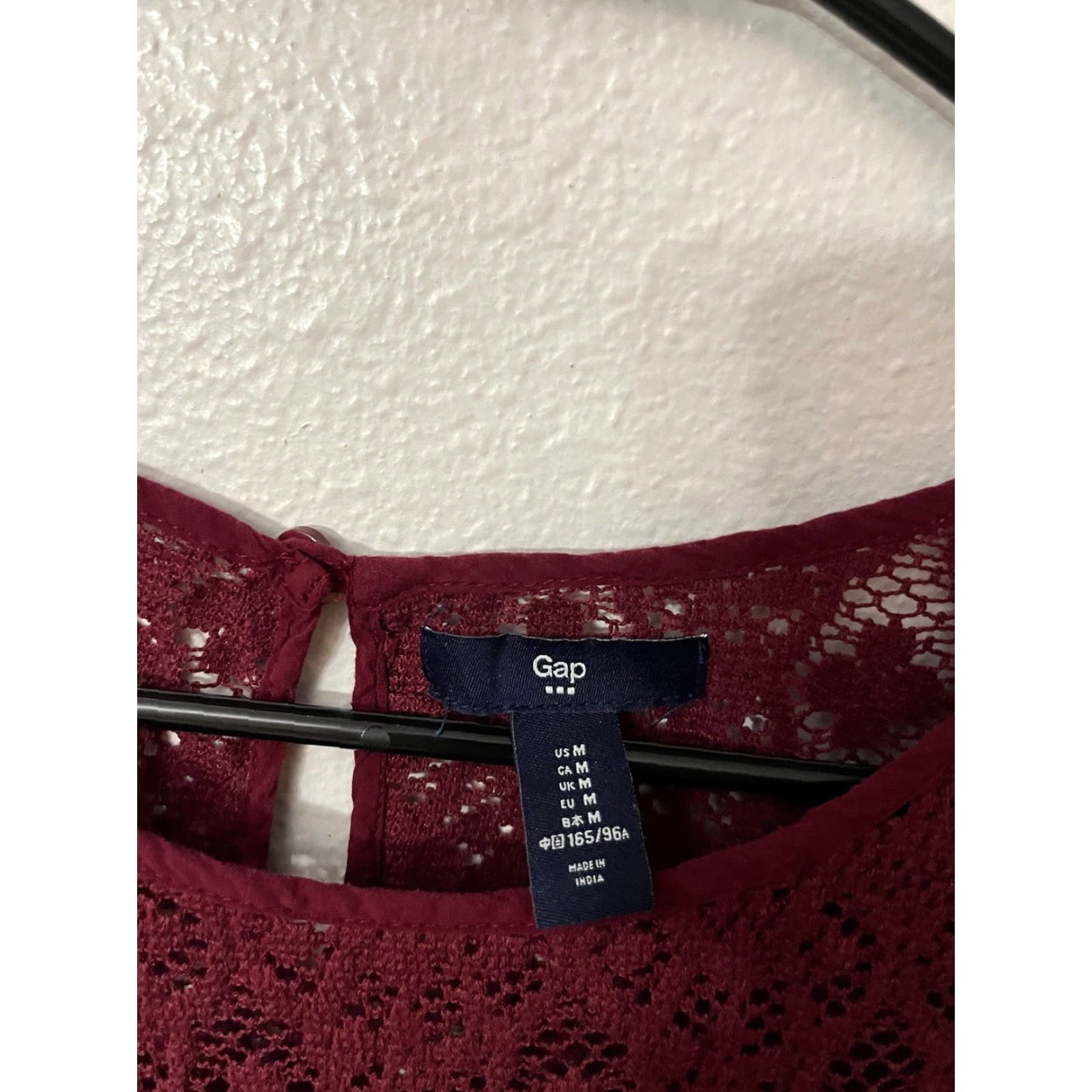 Gap Gap Tank Women M Maroon Lace Round Neck Sleeveless Cotton/Nylon/Rayon Basic All Seasons Womens Size M / US 6-8 / IT 42-44 - 2 Thumbnail