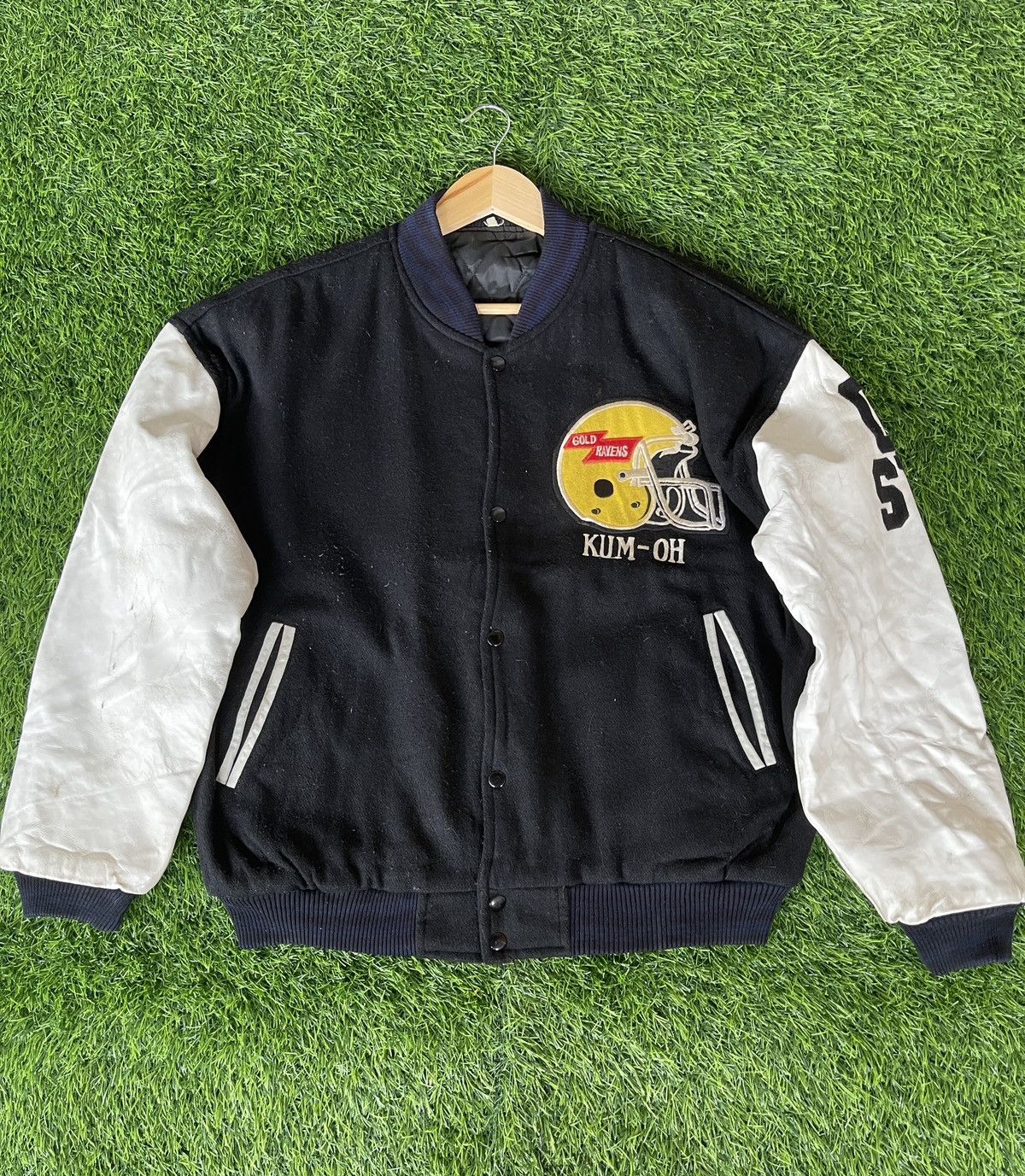 NFL Rare🔥Vtg 90s RAVENS KNUT Varsity Leather Jacket Size US XL / EU 56 / 4 - 3 Thumbnail