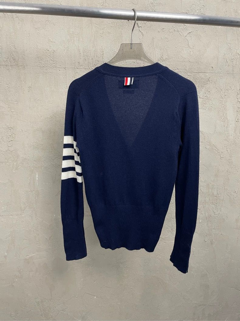 Thom Browne Thom browne Dark blue four-striped cashmere cardigan 2504-N Size XS / US 0-2 / IT 36-38 - 2 Thumbnail