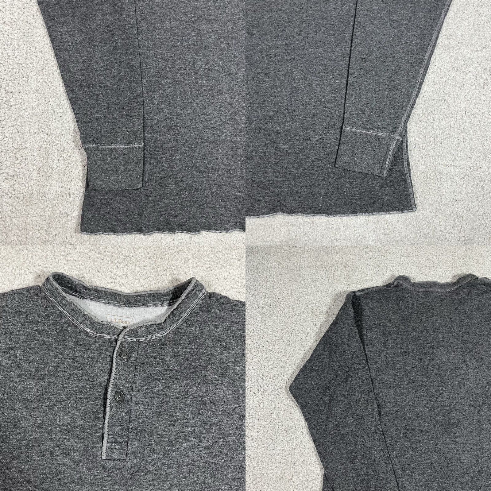 Vintage LL Bean Shirt Mens XL Gray Henley River Driver Wool Long Sleeve Thermal 2 Layer 90s Classic Outdoor Preppy Mens Size US XL / EU 56 / 4 - 8 Thumbnail