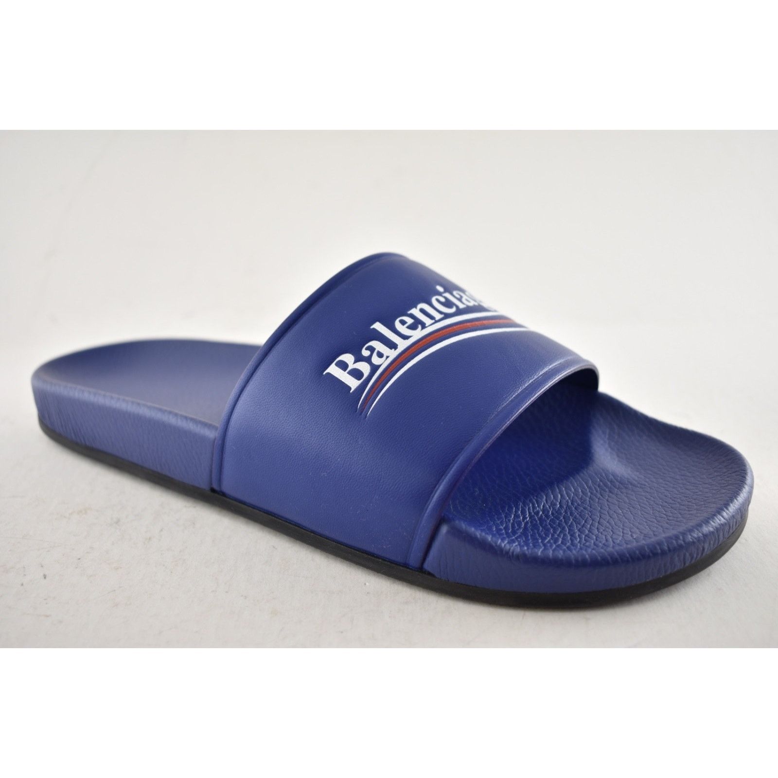Balenciaga Balenciaga Blue Leather Campaign Logo Slide Sandal 44 11 Size US 11 / EU 44 - 5 Thumbnail