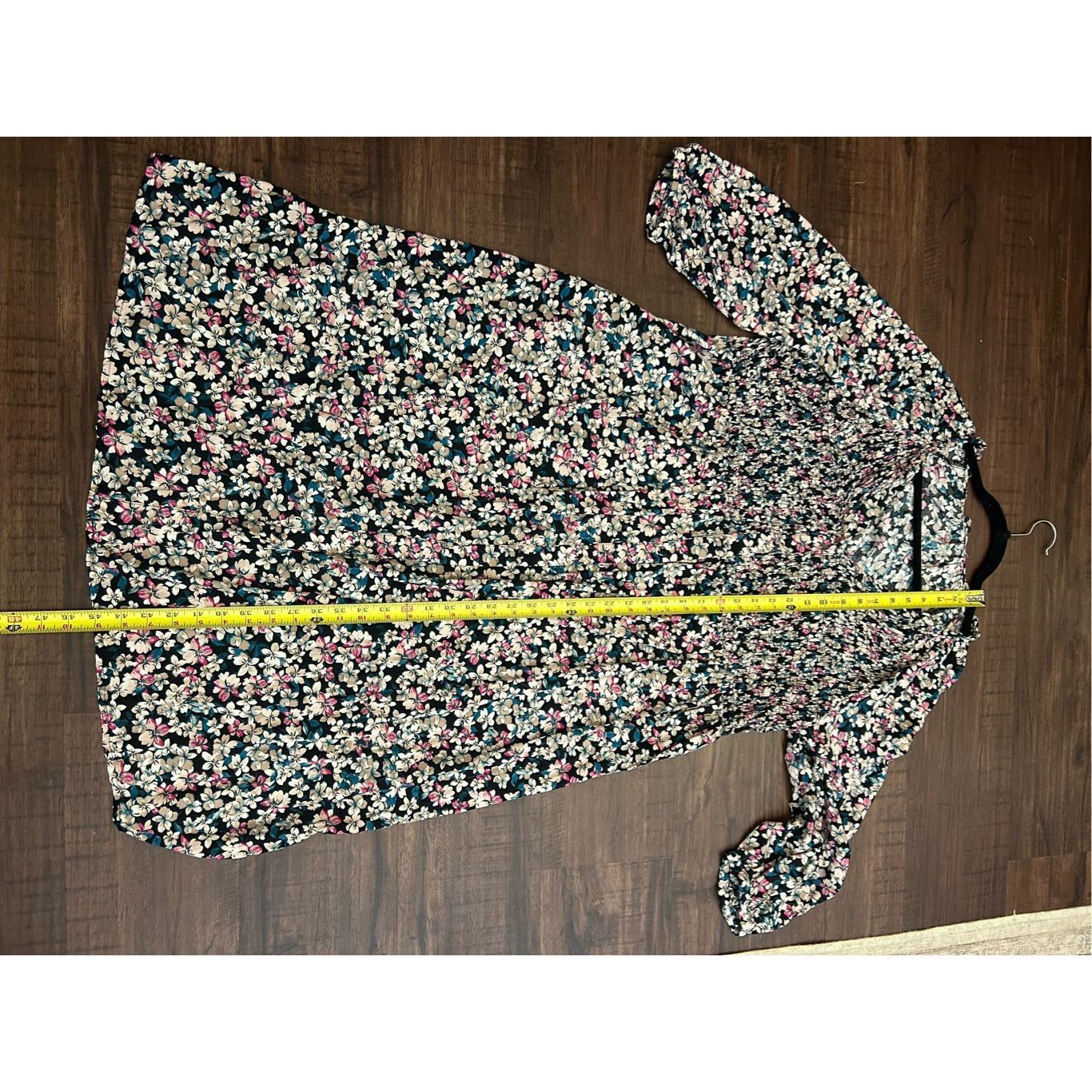 SPY Optic Terra & Sky Dress Multicolor Floral Smocked Midi Side Slits, Size XL / US 12-14 / IT 48-50 - 5 Thumbnail