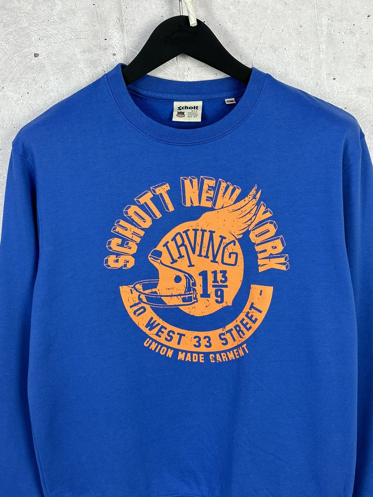 Designer × Schott Schott NY Logo Blue Long Sleeve Cotton Sweatshirt Size US M / EU 48-50 / 2 - 2 Thumbnail
