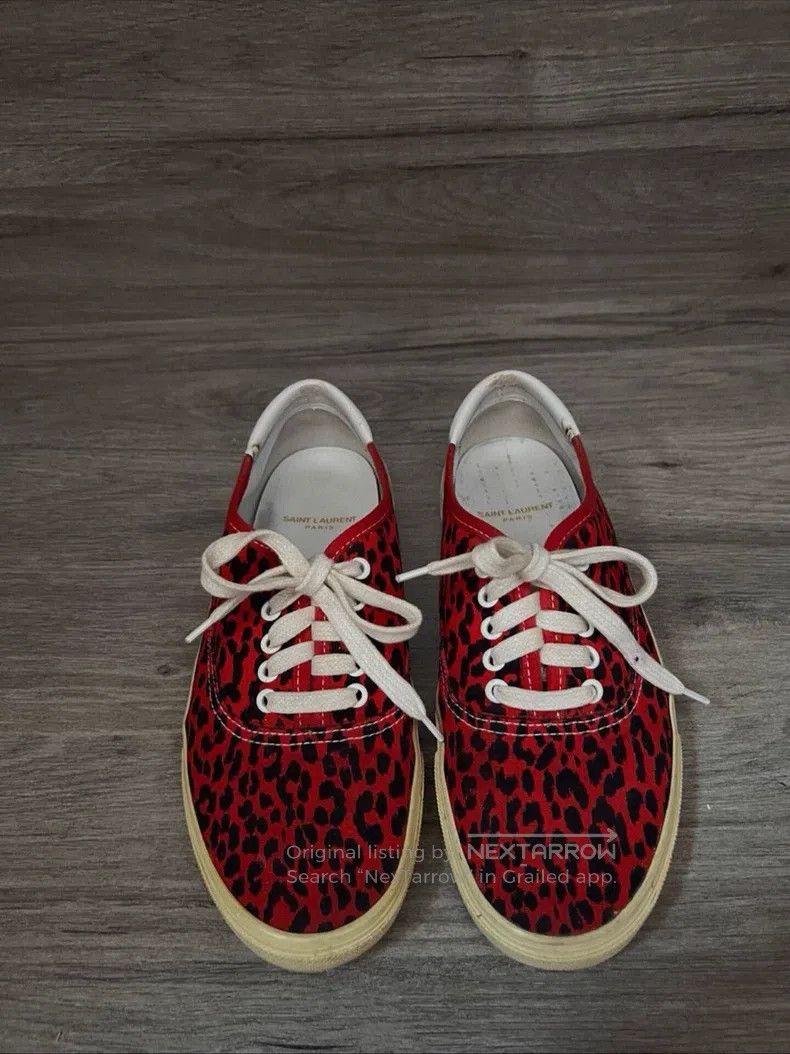 Saint Laurent Paris Saint Laurent Paris Red Leopard Print Slip-On Shoes Size US 8 / EU 41 - 2 Thumbnail