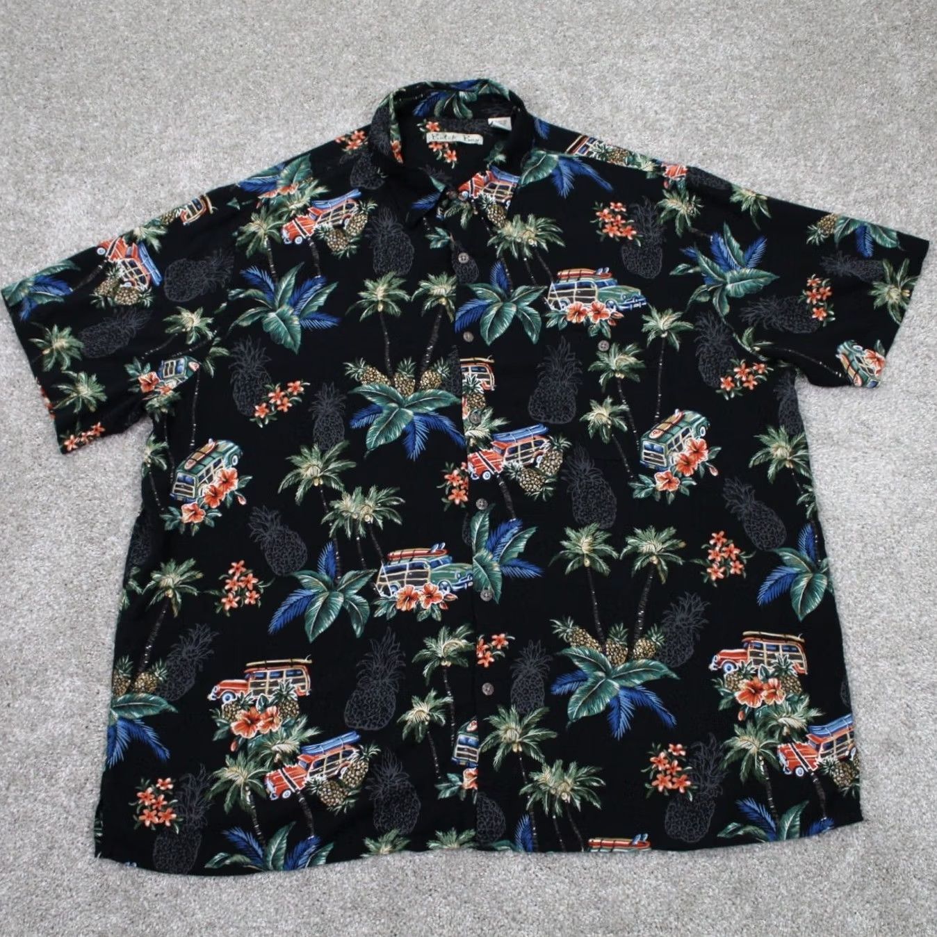Vintage Batik Bay Hawaiian Shirt Mens 2XL XXL Black Floral Rayon Short Sleeve Button Up Size US XXL / EU 58 / 5 - 2 Thumbnail