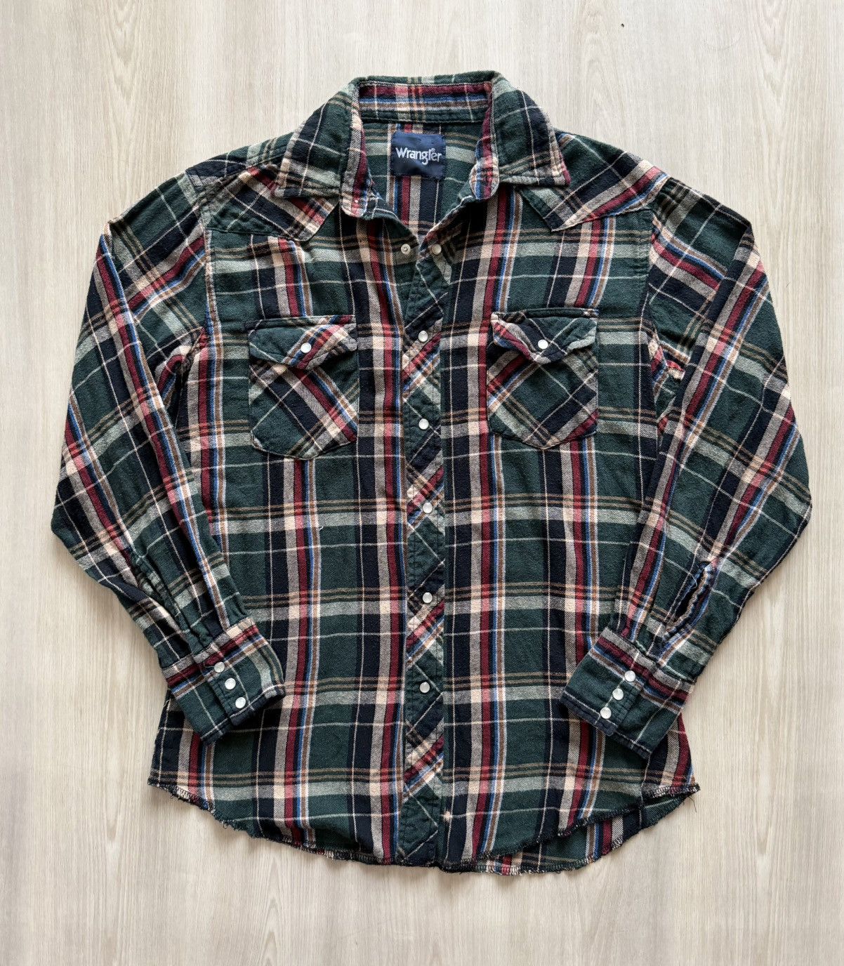 Wrangler Vintage Wrangler Plaid Long Pearl Snap Flannel Sz S Fits XS Size US XS / EU 42 / 0 - 1 Thumbnail