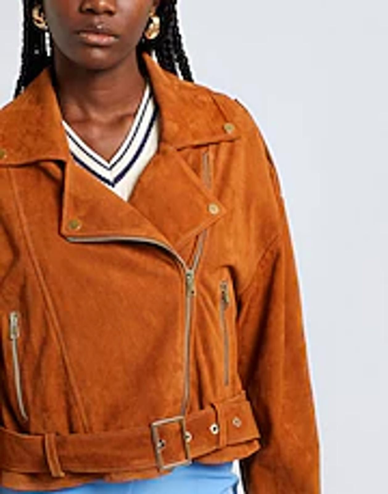 8 by YOOX 8 by YOOX Split Brown Suede oversize biker jacket Sz 6 Size M / US 6-8 / IT 42-44 - 2 Thumbnail