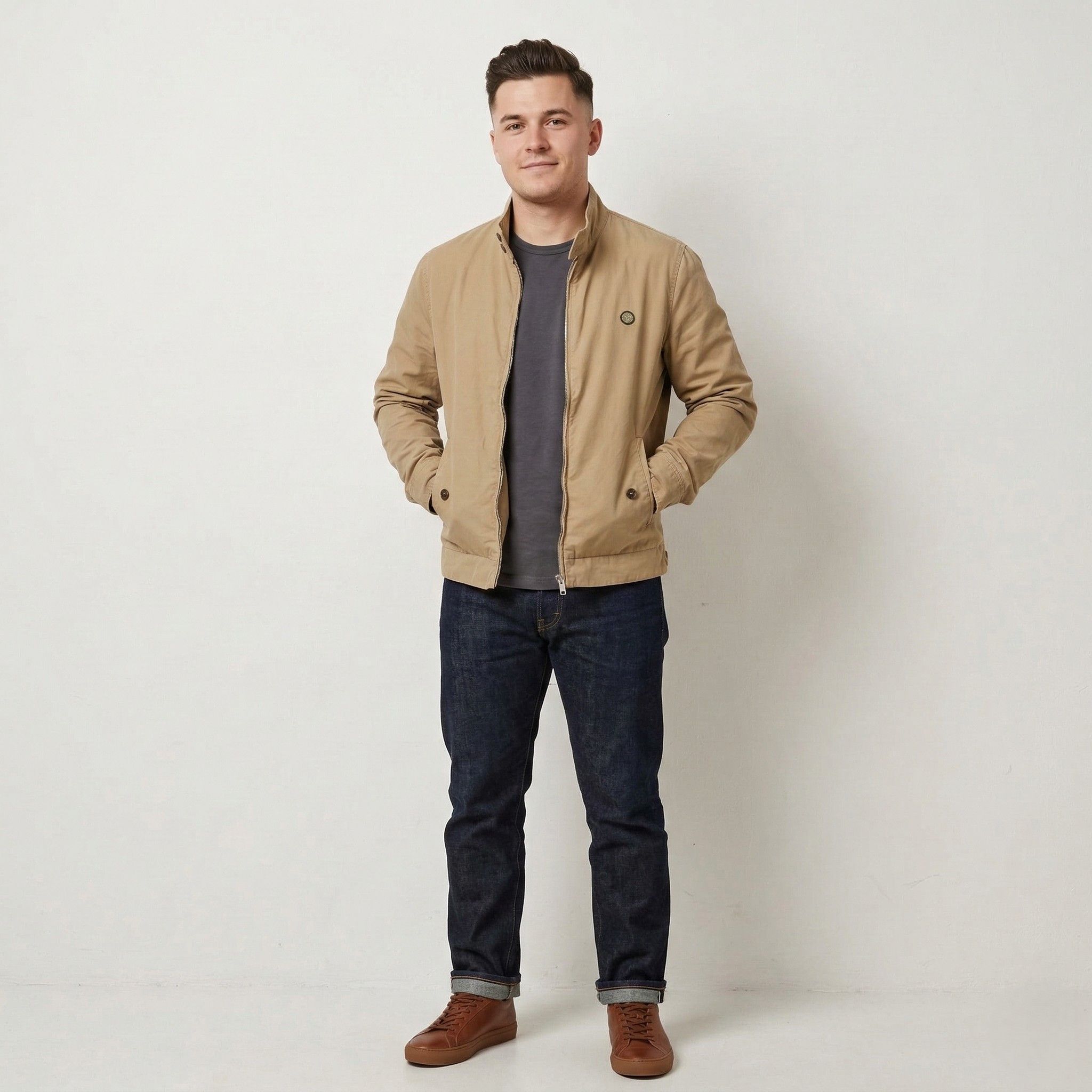 Pretty Green Pretty Green Men S Jacket Brown Cotton Casual Top 8117 Size US S / EU 44-46 / 1 - 1 Thumbnail