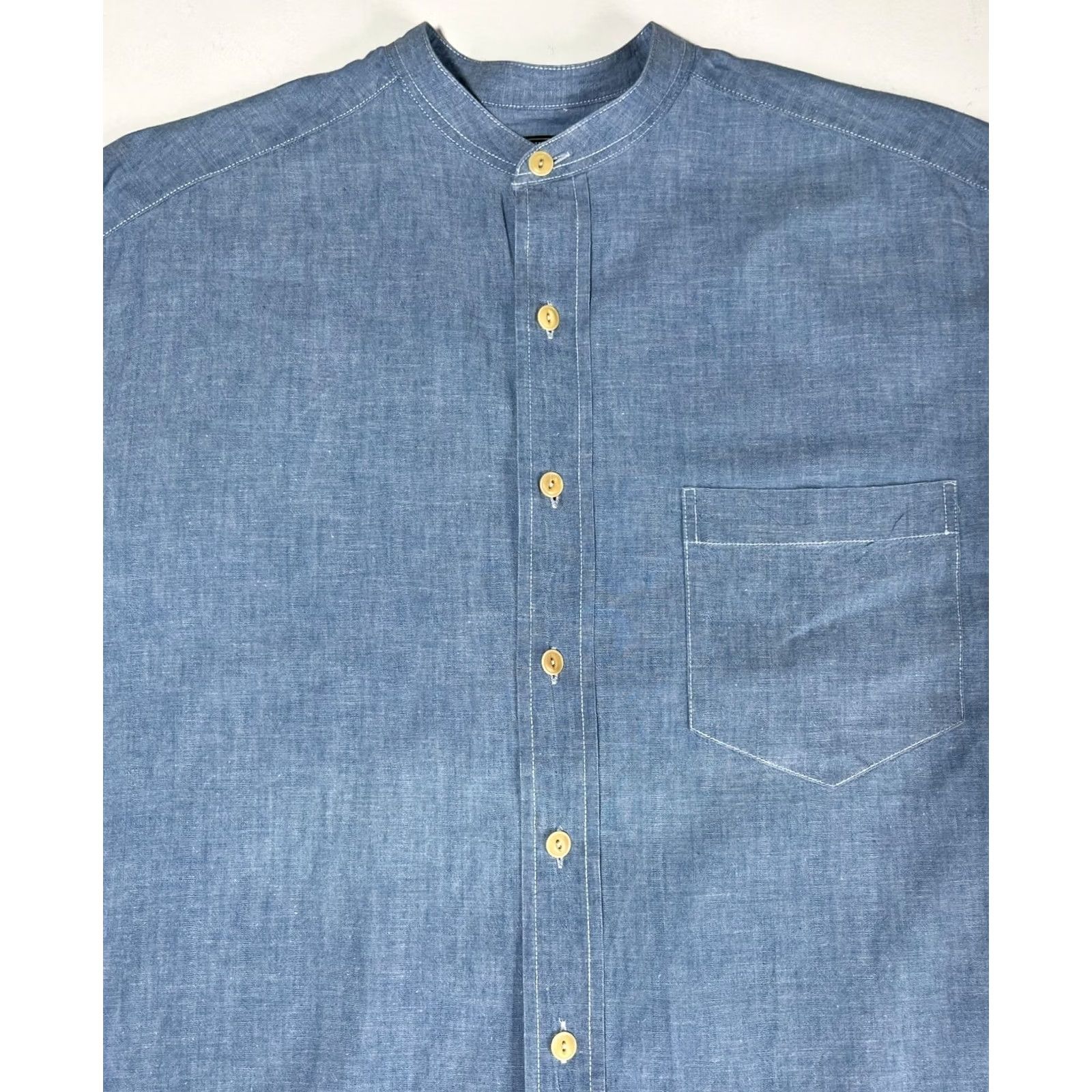 Ralph Lauren VINTAGE Ralph Lauren Country Shirt Mens 90s Long Sleeve Blue Cotton Chambray Large Size US L / EU 52-54 / 3 - 5 Thumbnail