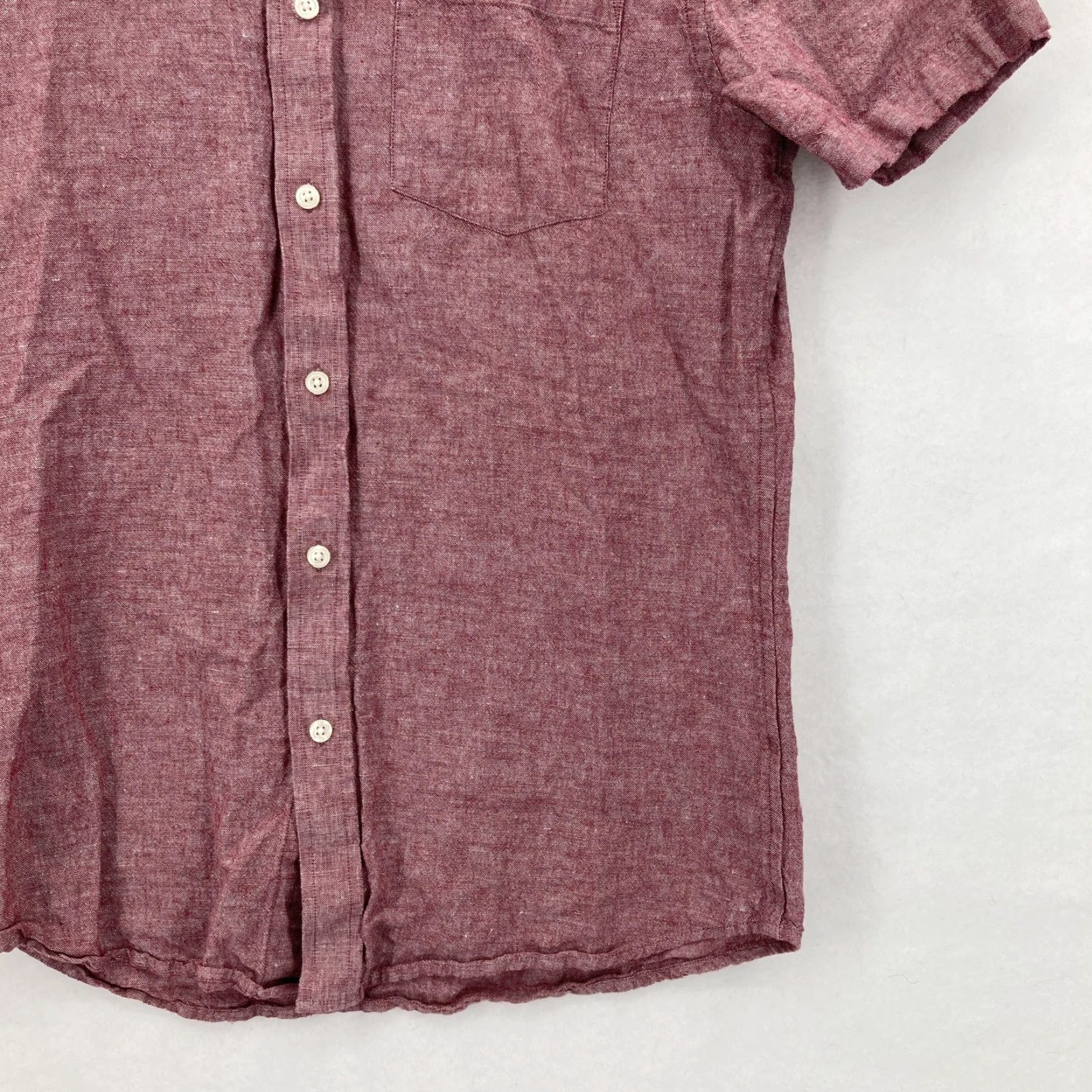 Banana Republic Banana Republic Shirt Mens Medium Red Linen Slim Short Sleeve Button-Up Preppy Size US M / EU 48-50 / 2 - 3 Thumbnail