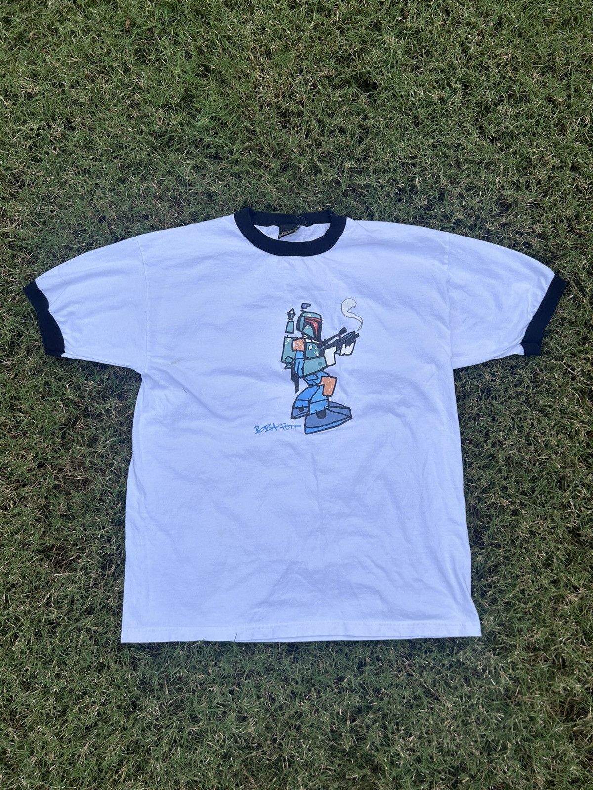 Star Wars Vintage Rare Star Wars Cartoon BobaFett Art Ringer Tee Size US XL / EU 56 / 4 - 1 Thumbnail